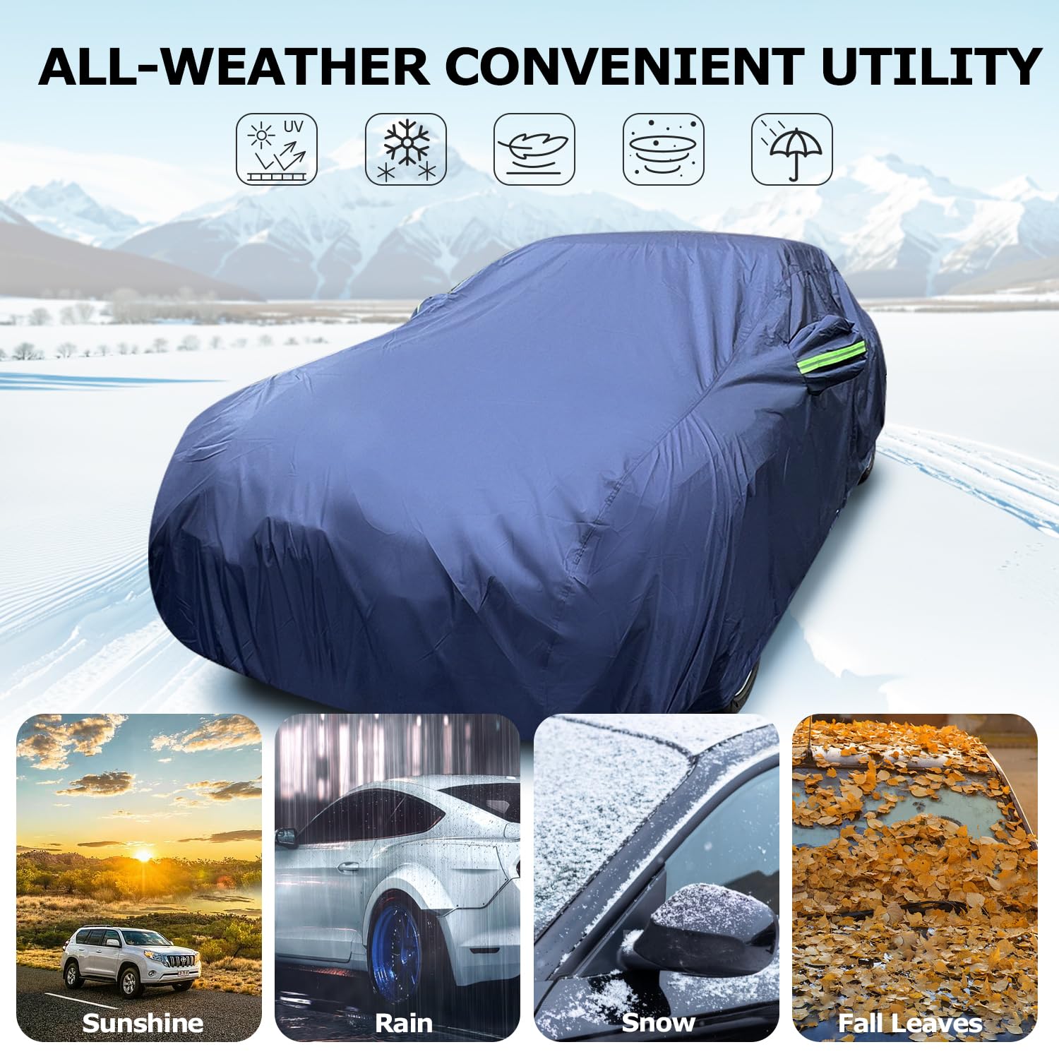 Bâche de protection pour voiture - 10 couches - Étanche à la poussière - Imperméable - Pour Fiat Panda