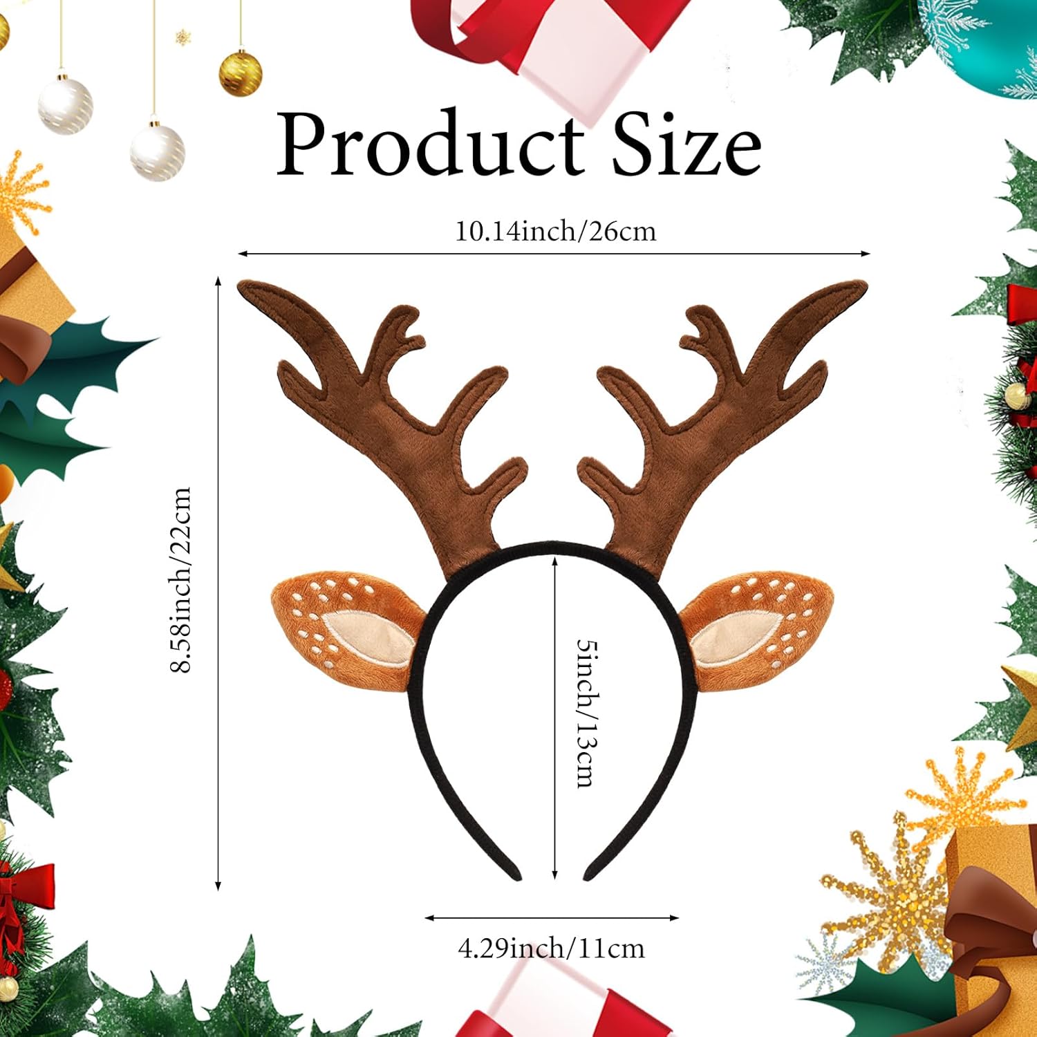 Deer Antlers Headband, Cute Reindeer Horns Ears Headband for Women Adults Christmas Halloween Party Cosplay Costume Headpiece Costume Accessories - Image 4