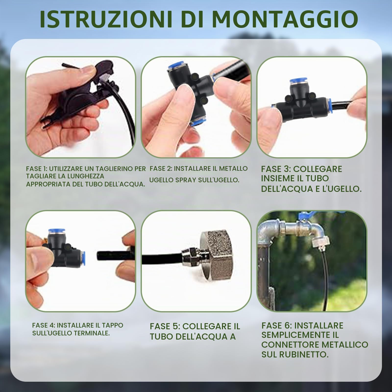 Sistema di Nebulizzazione, dellyy Nebulizzatore d'acqua da Esterno, 360° Sistema di Raffreddamento a Nebulizzazione, per Giardino, Prato, Tende, Raffreddamento Rapido (Nero, 20M)