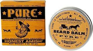 Honest Amish - PURE - Fragrance Free Beard Balm - All Natural - 2 Ounce