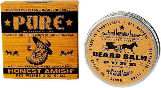 Honest Amish - PURE - Fragrance Free Beard Balm - All Natural - 2 ounce