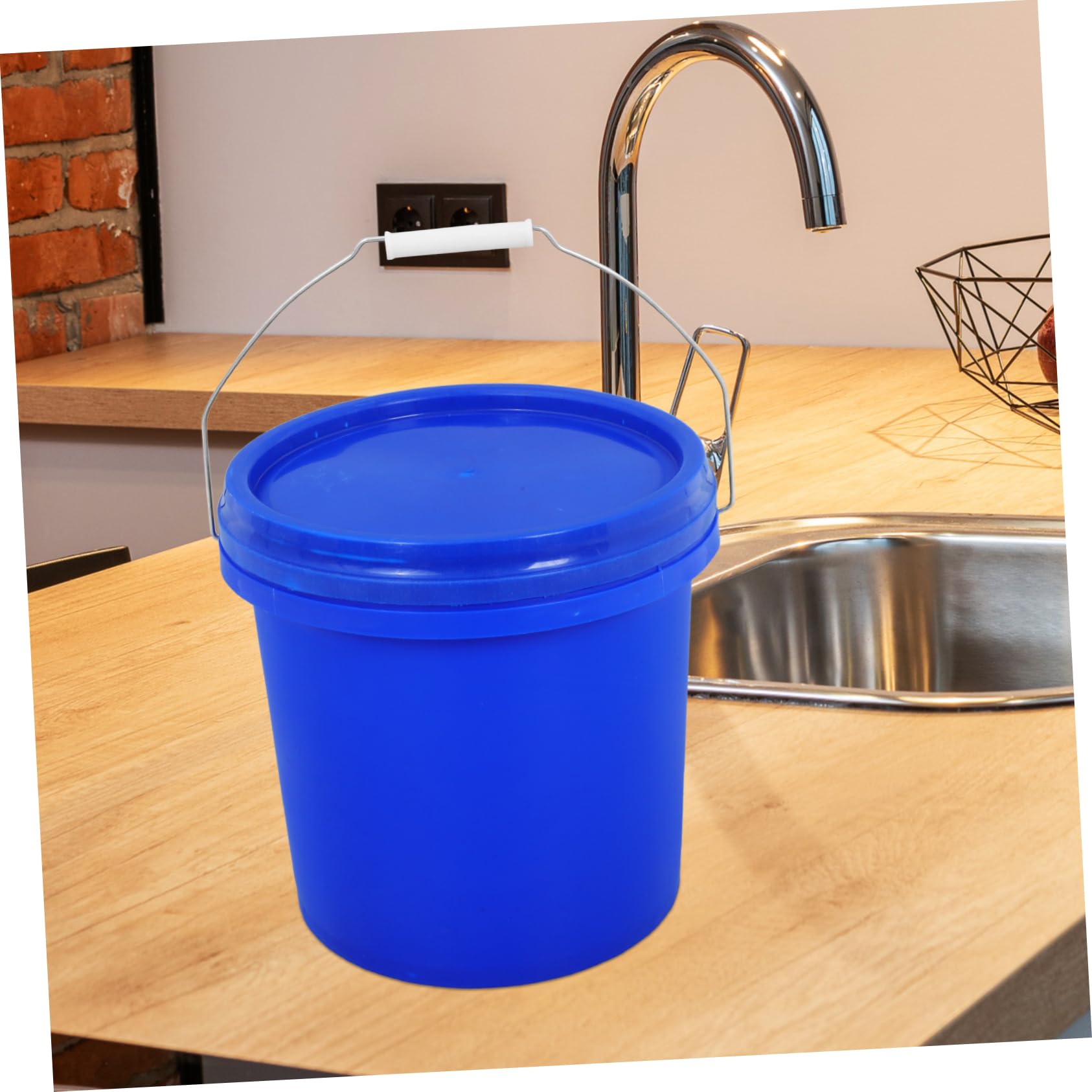 Secchio di Plastica Sigillato Blu 10l con Coperchio per Alimenti