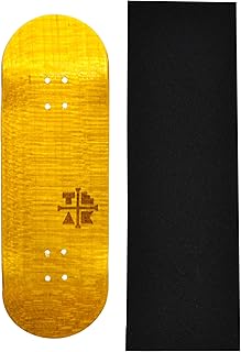 Teak Tuning Prolific Wooden Fingerboard Deck, Banana Yellow - 32mm x 97mm - Handmade, Pro Shape & Size - Five Plies Wood Veneer - Includes Prolific Foam Tape