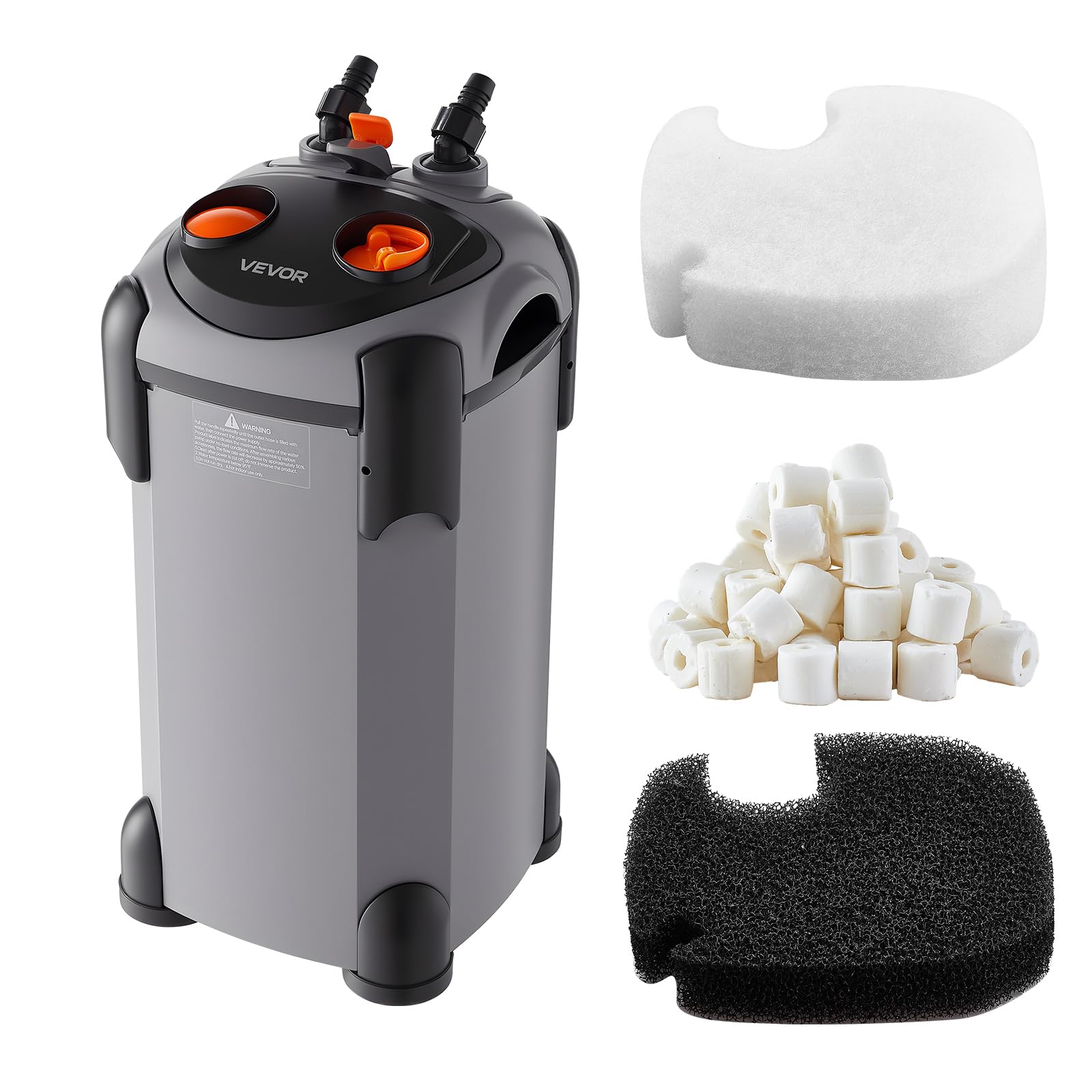 VEVOR 224.5GPH Canister Filter, 3-Stage External Aquarium Filter with Powerful Pump, Quite Water Circulation Cleaning Machine with Media for Fish Tanks and Aquariums Up to 55 Gallons, for Freshwater