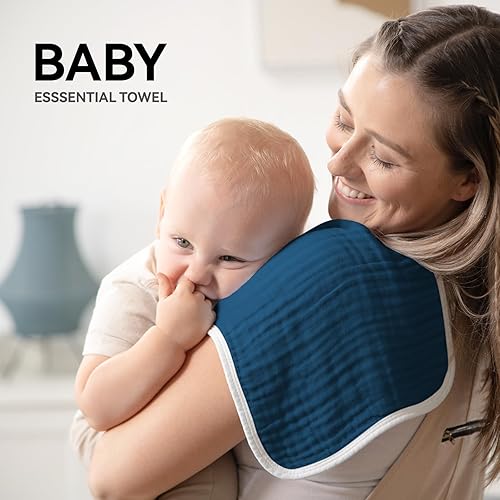 Miniatura 3 de Synrroe - Paños grandes de muselina para eructos, para bebés niñas y niños, baberos de muselina extraabsorbentes y suaves, 6 capas de 20 x 10 pulg,
