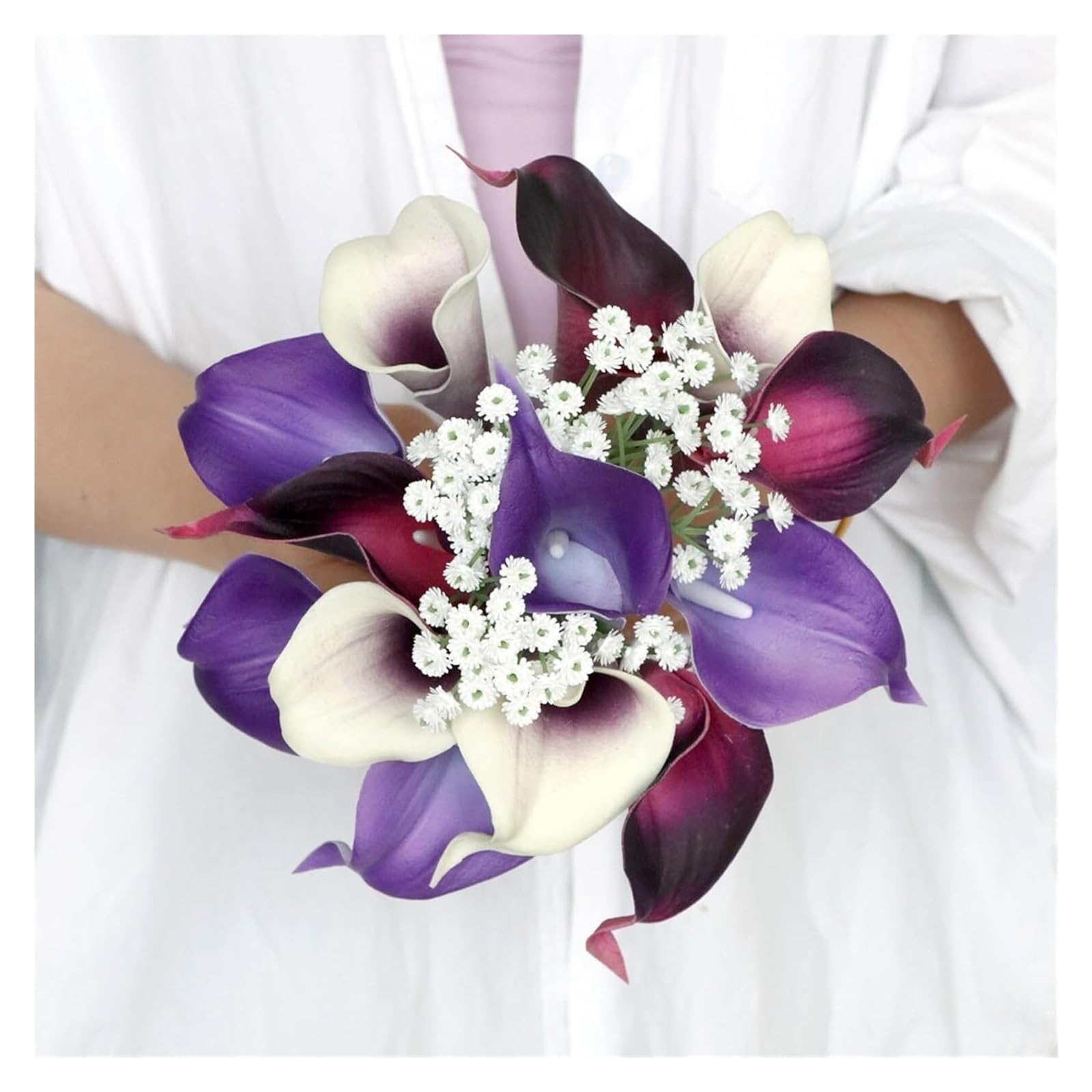 Bouquet de mariage violet en calla lily artificiel pour une cérémonie de rêve en plein air
