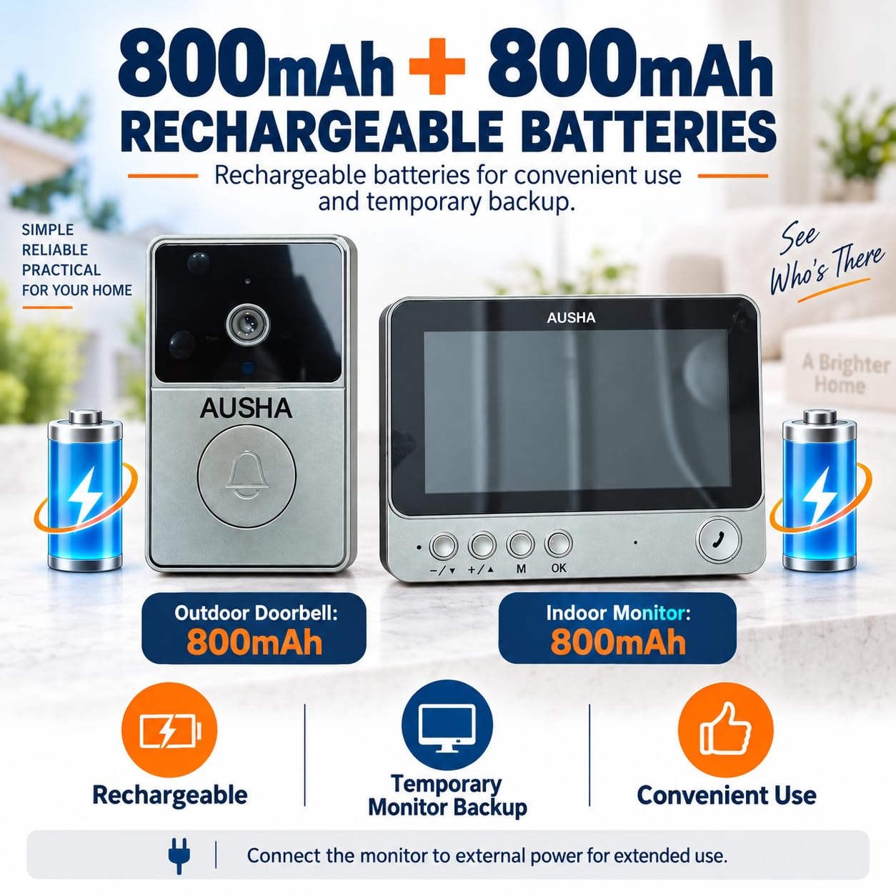 Ausha Wireless Video Doorbell with Color Display -6
