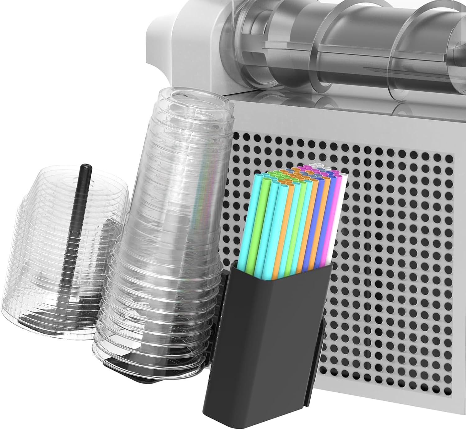 Ninja Slushie Machine Accessories-Cups,Lids & Straws Organizer for Ninja Slushie Machine FS299/301/300-Magnetic 3 Compartment Side Mounted Holder Storage Ninja Slushie Machine Accessories-Cups,Lids & Straws Organizer for Ninja Slushie Machine FS299/301/300-Magnetic 3 Compartment Side Mounted Holder Storage