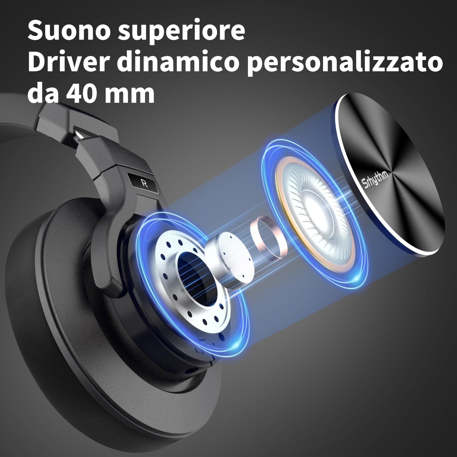 Srhythm HD75 Cuffie DJ cablate sopra l'orecchio per studio/festa/chitarra