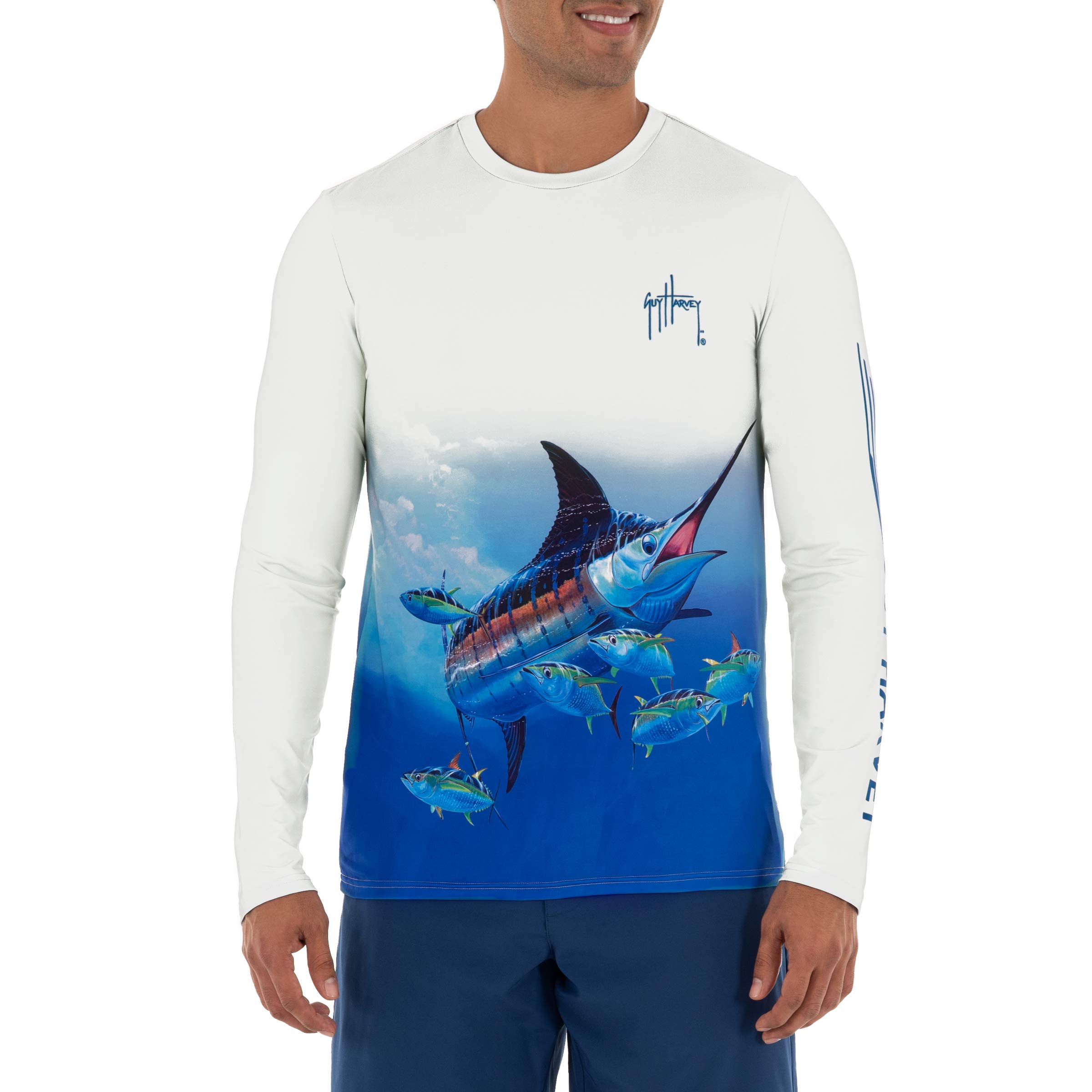 Guy HarveyMen’s Long Sleeve Performance Shirt with 50+ UPF Sun Protection