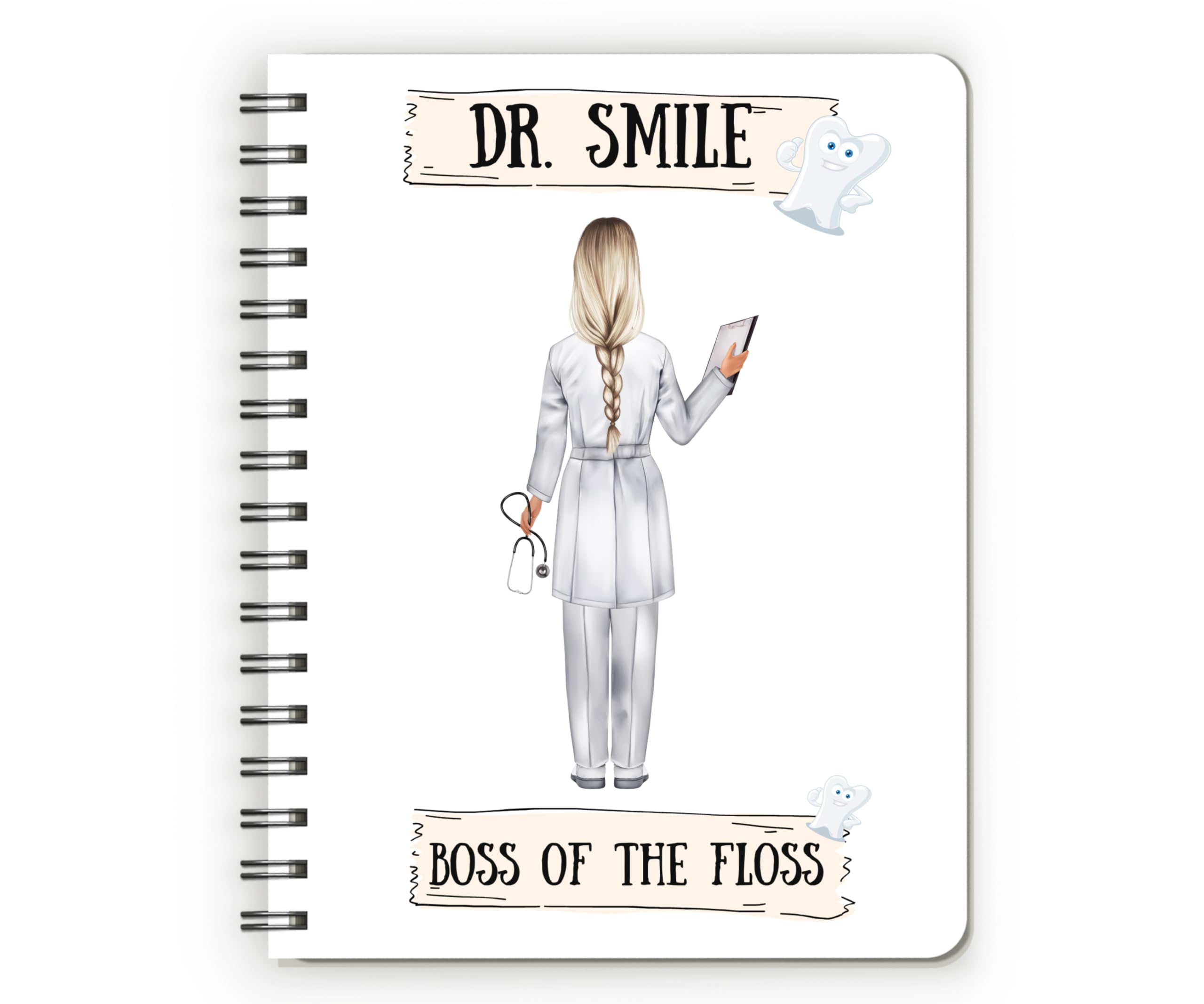 Dentist Notebook, Novelty Dentist Gifts for Women, Thank You Gifts for Dentists, Dentist Retirement Gifts. Birthday Gifts for Dentist. Choice of Hairstyles and Scrubs.