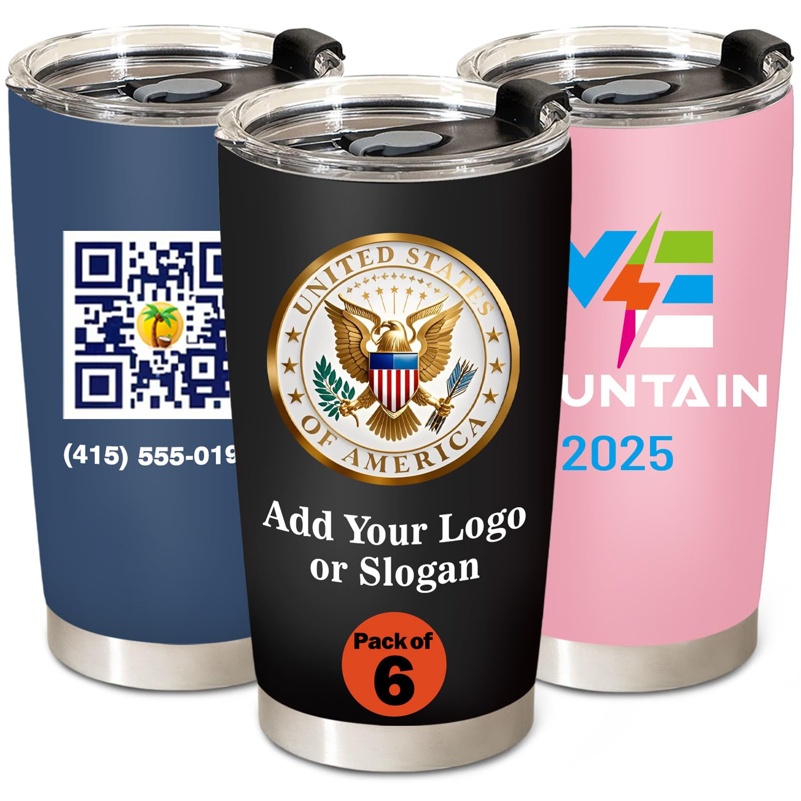 Amazon.com | 6/12/24/50/100 Pack- Personalized Tumbler with Picture Text  Logo Name, 20oz Custom Tumbler Bulk, Insulated Travel Coffee Mug,  Personalized Employee Appreciation Gifts for Women Men Office School:  Tumblers & Water Glasses