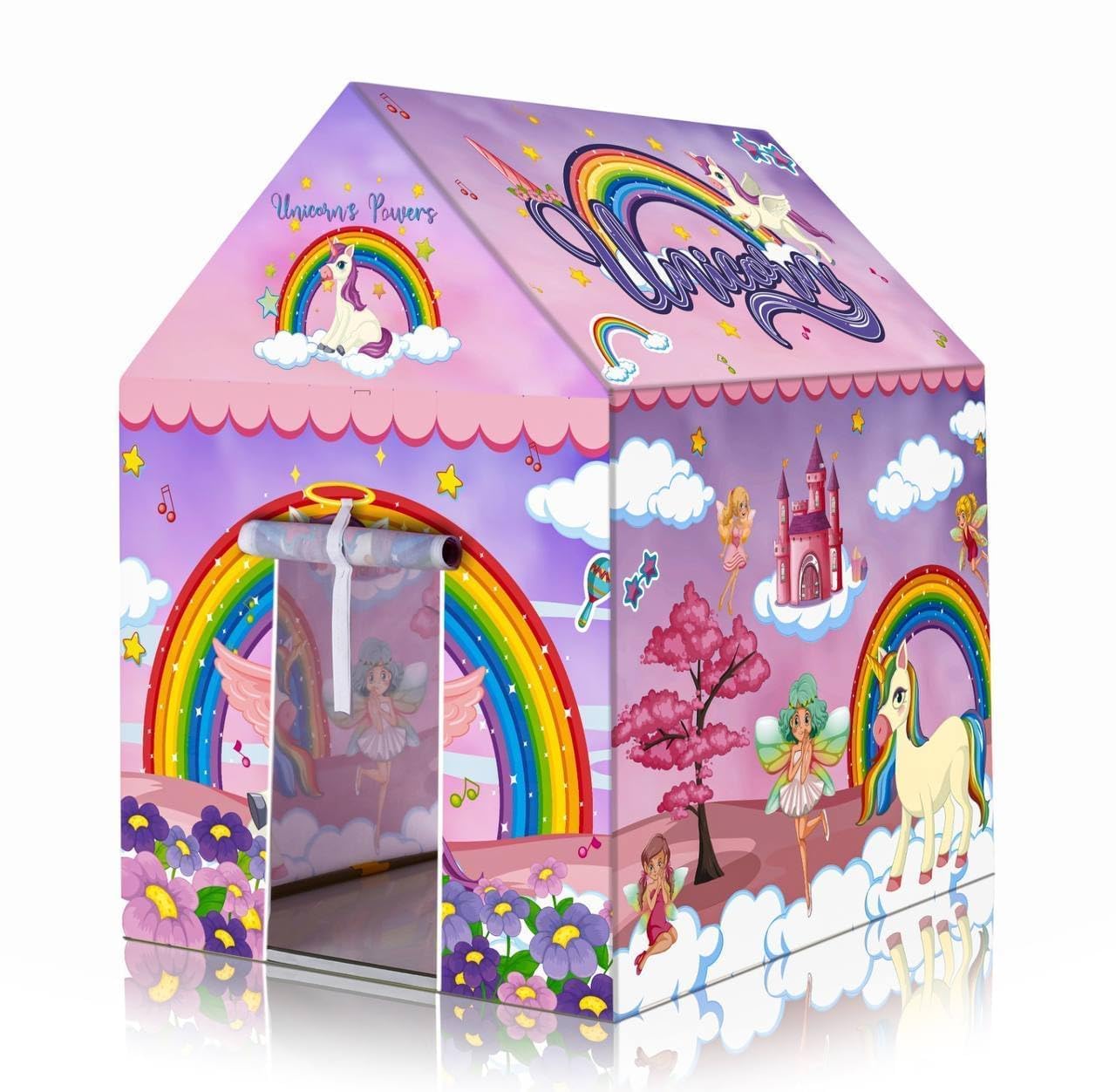 Reny Enterprise Colorfull and Light Weight Children Play Tent House for 3-10 Years Old Kids Girls and Boys Light Weight and Foldable Children Toys, Indoor and Outdoor Kid Tent House (Unicorn Tent)-image-48