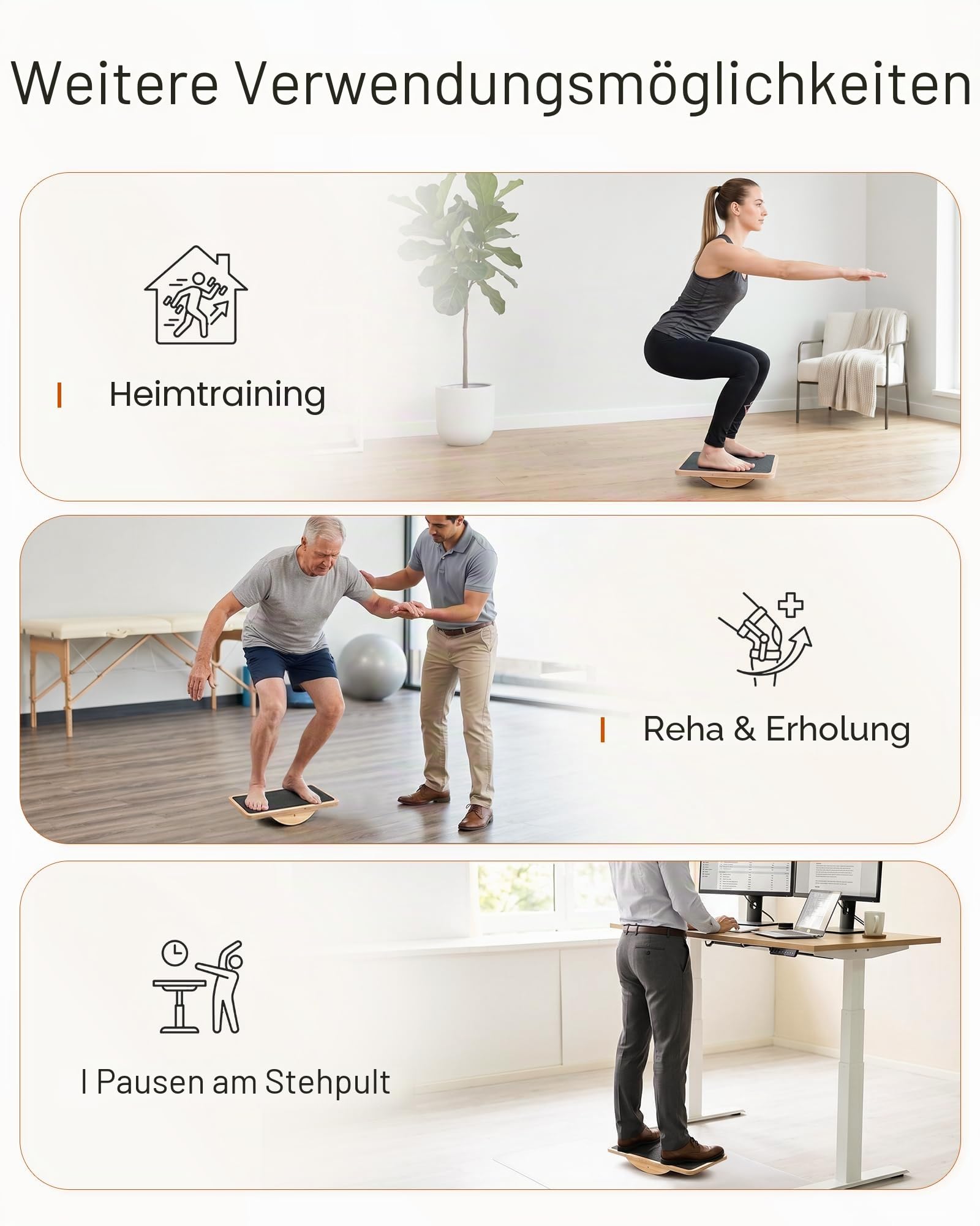 StrongTek Professional Wooden Balance Board, Rocker Board, Wood Standing Desk Accessory, Balancing Board for Under Desk, Anti Slip Roller, Core Strength, Stability, Office Balance Boards