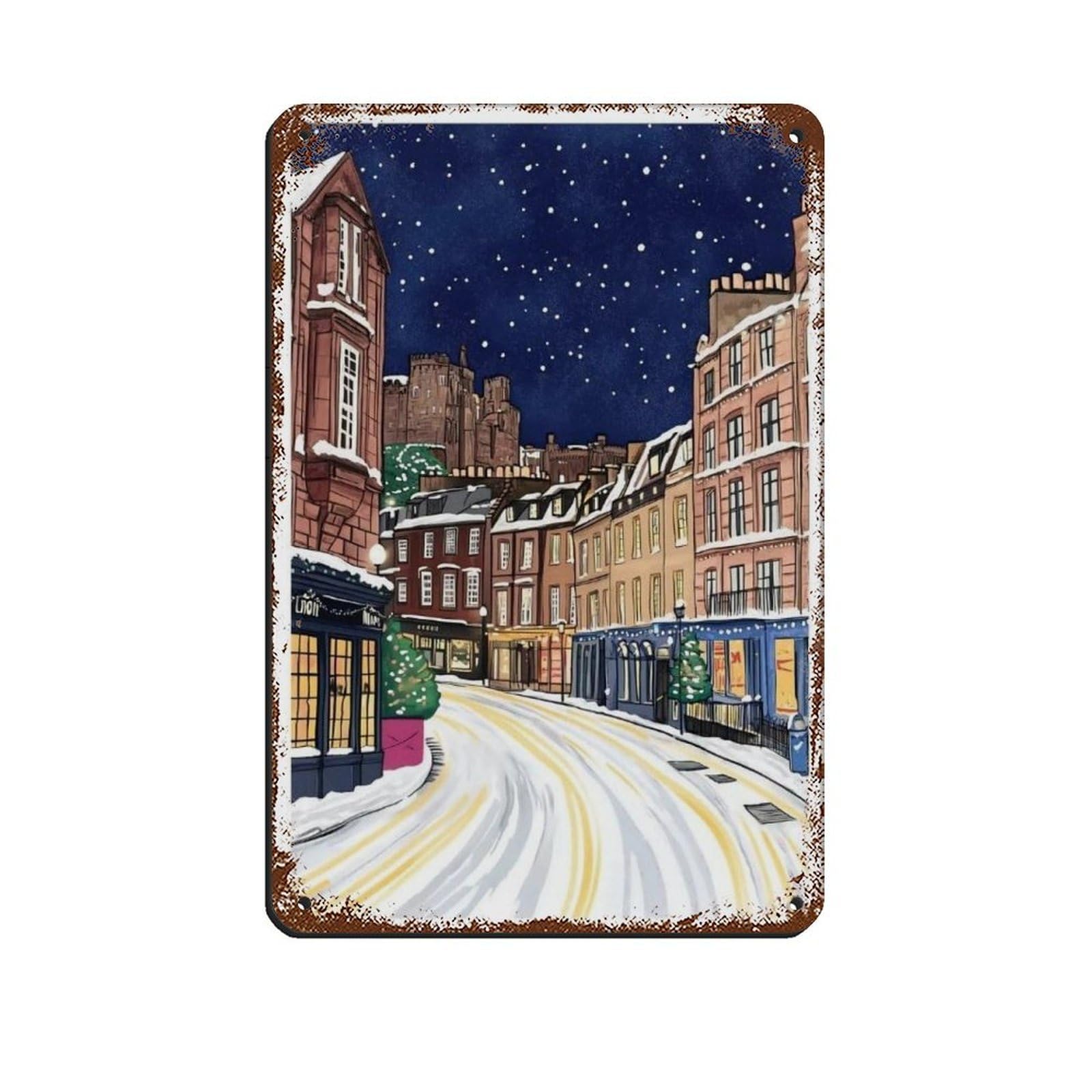 Lxwnze 20L X 30W Cm Edinburgh Poster, Edinburgh Art, Travel Poster (2) Retro Poster Metal Tin Sign Chic Art Retro Iron Painting Bar People Cave Cafe Family Garage Poster Wall Decoration 8X12inch(20X30cm)