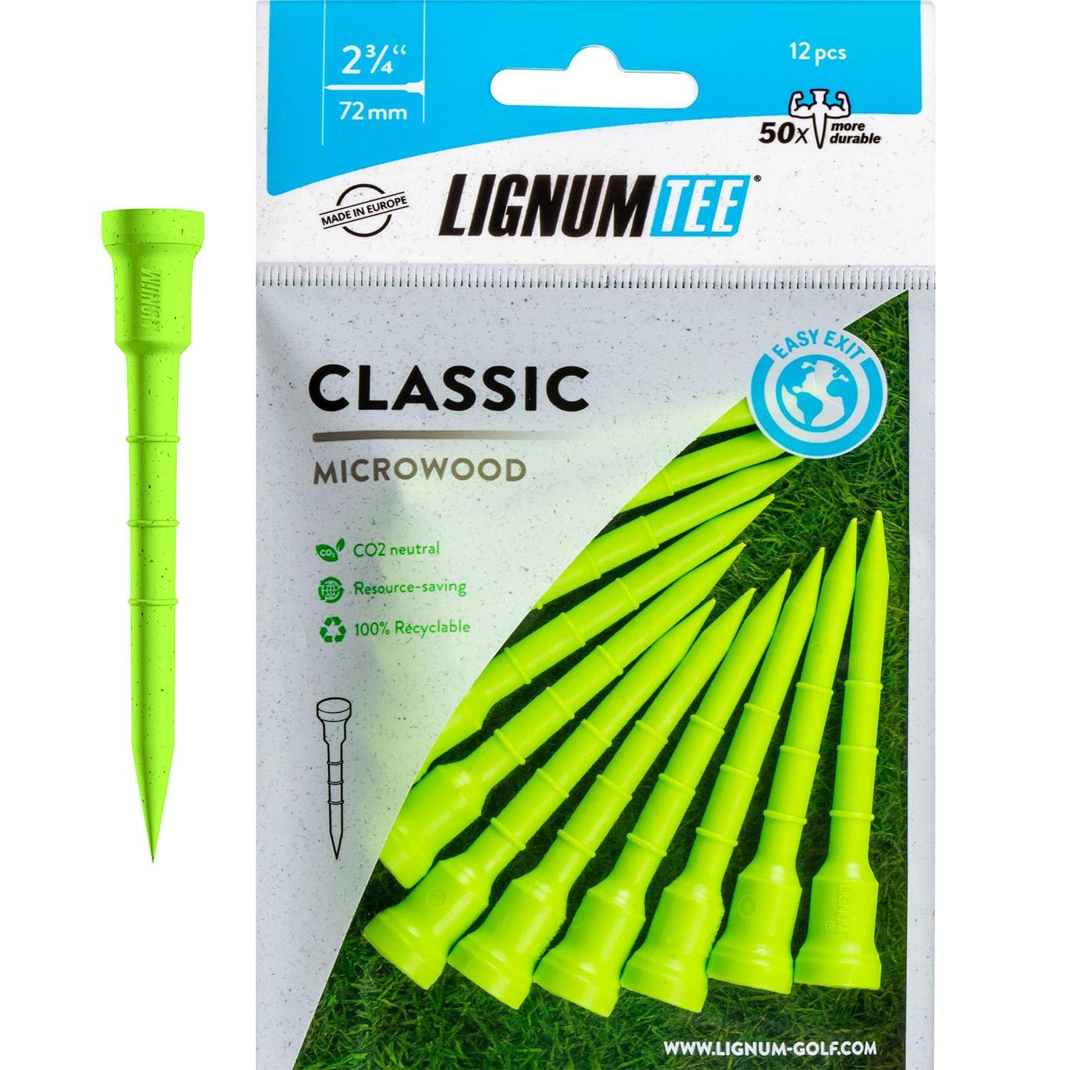 Lignum Unisex Ring System Golf Tee's, Green, 72 Mm EU