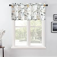 Vista 161 de VOGOL Cenefas con patrón de pájaros para ventanas de cocina, cenefa texturizada de lino con estampado floral y pájaros para ventanas pequeñas