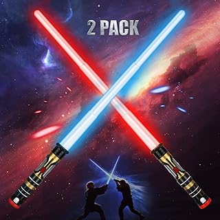 TOY Life Light Up Saber - 2 Pack Lightup Saber, Retractable & Collapsable Light up Saber, LED Light Sword Set with Motion Sensitive FX Sound, Galaxy War Dual Light Up Sword for Kids Adults
