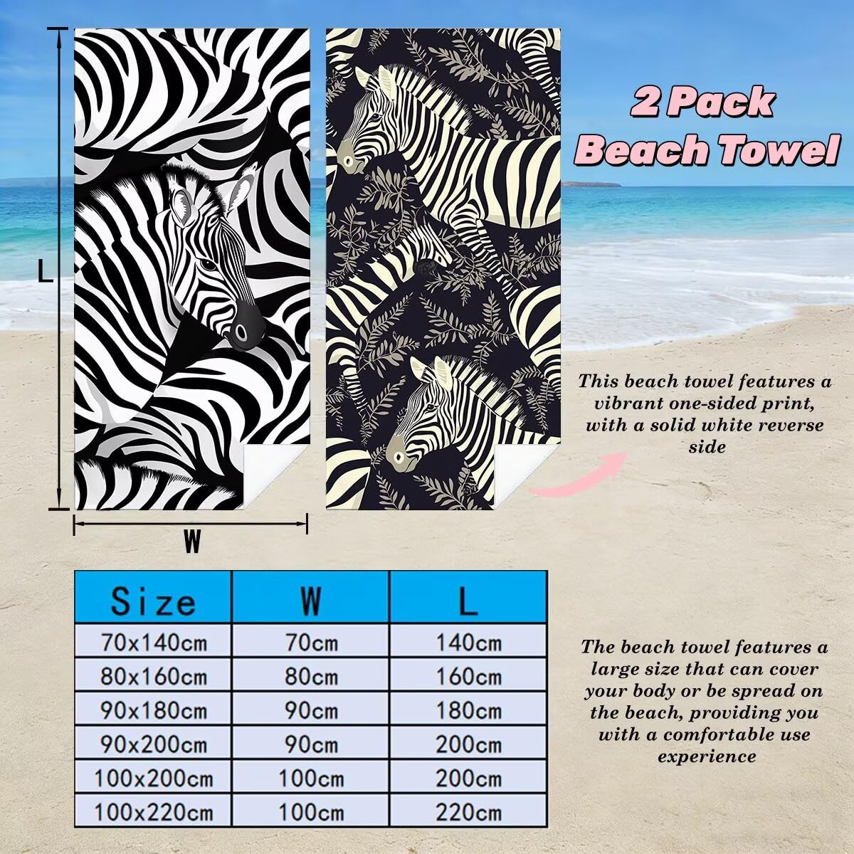 Ręcznik plażowy z mikrofibry, duży ręcznik plażowy 90 x 180 cm 2 sztuki, ręcznik gimnastyczny mężczyźni kobiety odporne na piasek ręczniki plażowe szybkoschnące ręczniki z mikrofibry akcesoria plażowe