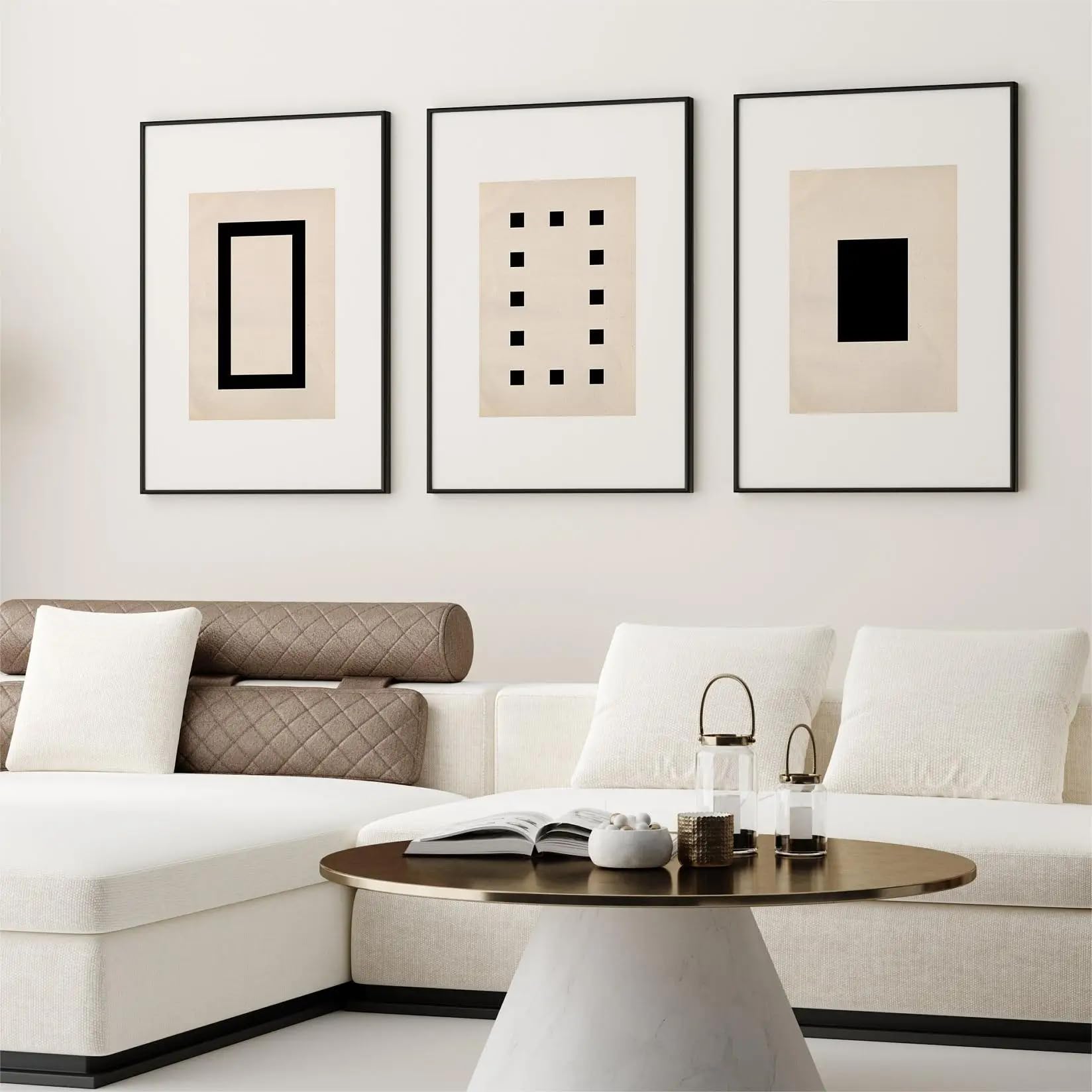 CLJKDX Abstract Black White Beige Wall Art Canvas Printing Modern Minimalism Posters and Prints Picture for Living Room Decoration-60 * 70cm*3PCS (No Frame)