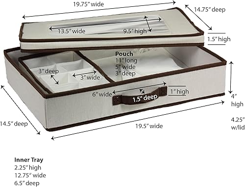 Miniatura 3 de Household Essentials baúl de almacenamiento de vajilla para platillos, mezcla de algodón, Blanco crudo, 1