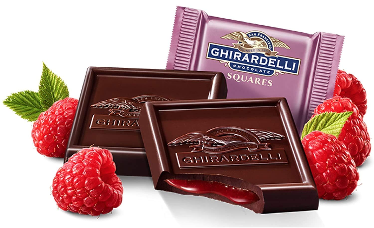 CANDYMAN Bundle of Ghirardelli Bulk (3 pound) Pack Dark Chocolate Raspberry Squares