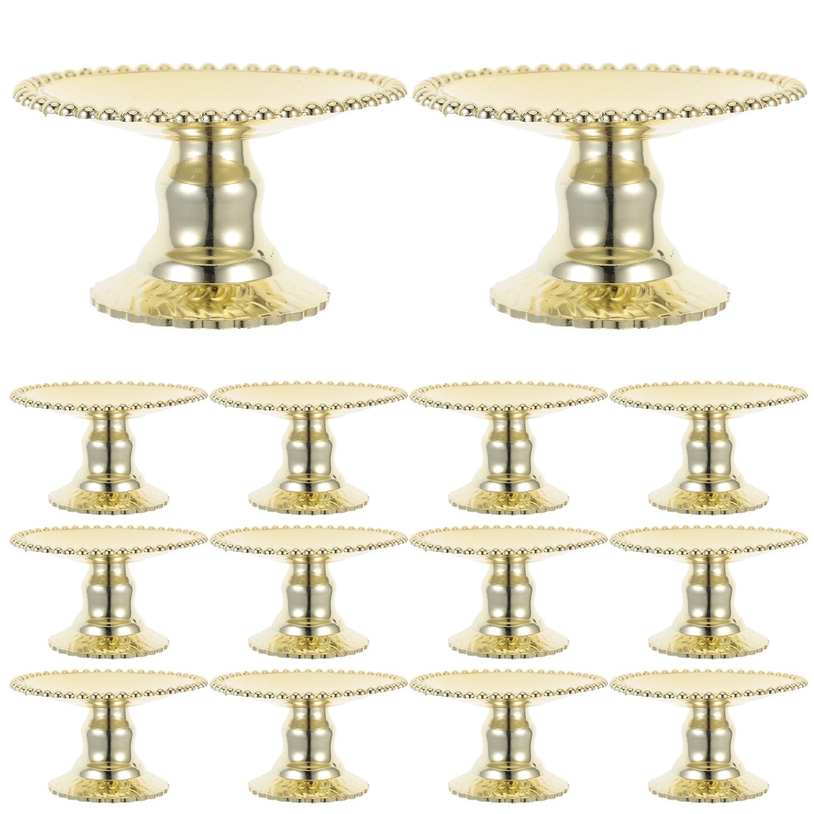 LOGOFUN 24PCS Mini Cake Stands Miniature Food Display Plates Tiny Plastic Cupcake Racks for Wedding Birthday Party Supplies - Golden
