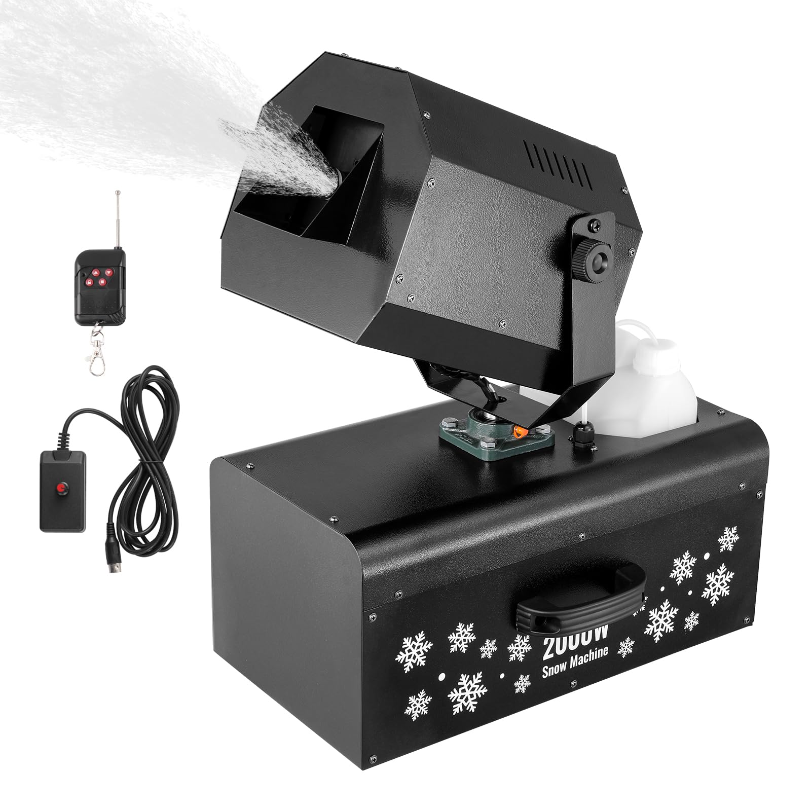 VEVOR Macchina per Neve 2000 W, Macchina Oscillante per Produrre Neve, Macchina per Fiocchi Neve con Telecomando Cablato e Wireless Serbatoio 5 L, Macchina Neve Finta per Feste di Natale Matrimoni