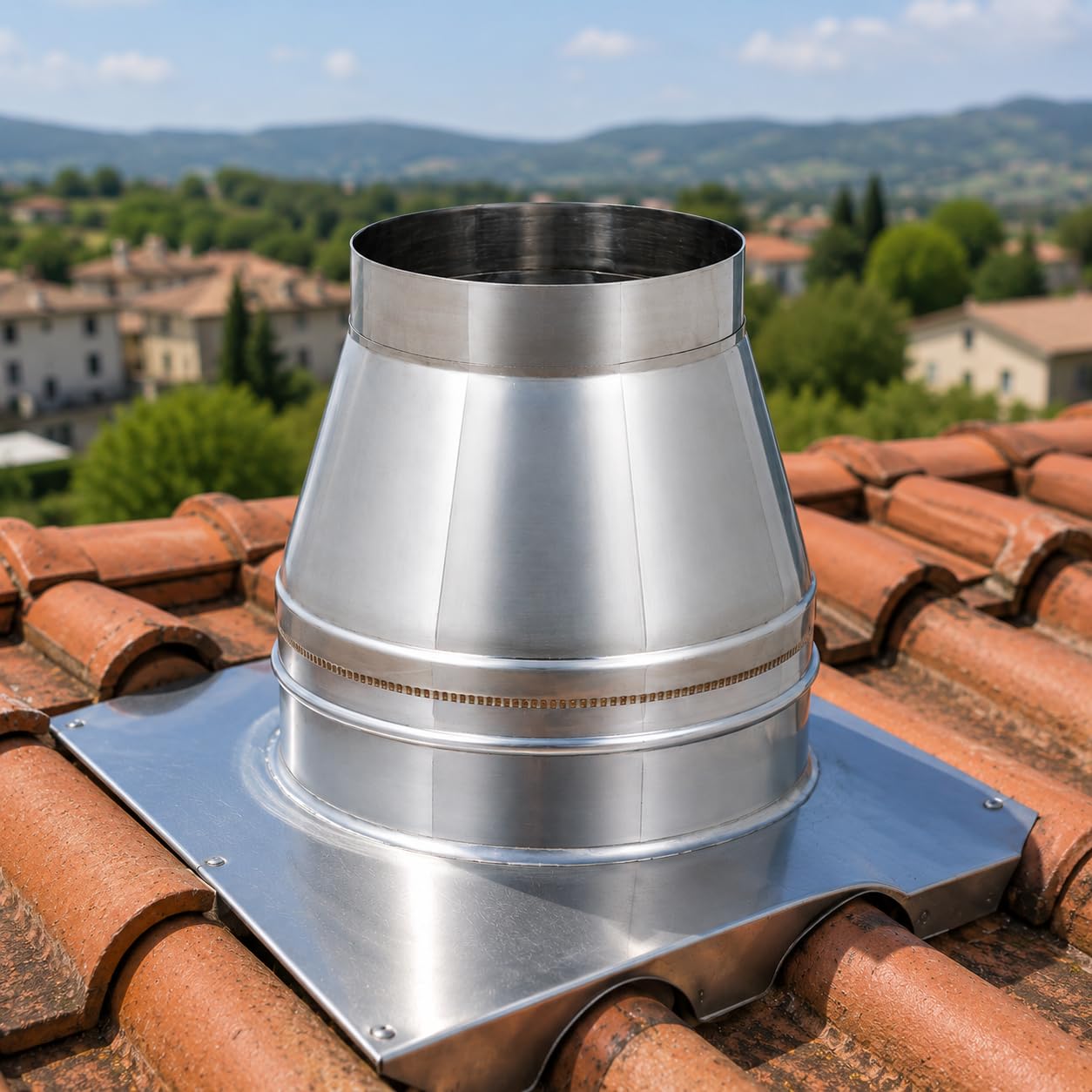 MAKA Comignolo Conico, Terminale in Acciaio Zincato per Canna Fumaria Camino Stufa a Legna Pellet e Gas, Cappello Antipioggia Aspirafumo Conico(Ø 160 mm)