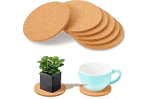 Eco-Friendly 6-Pack: Waterproof Drink Coasters, Shinesun 3.9" Round Cork Outdoor Coasters, Versatile...