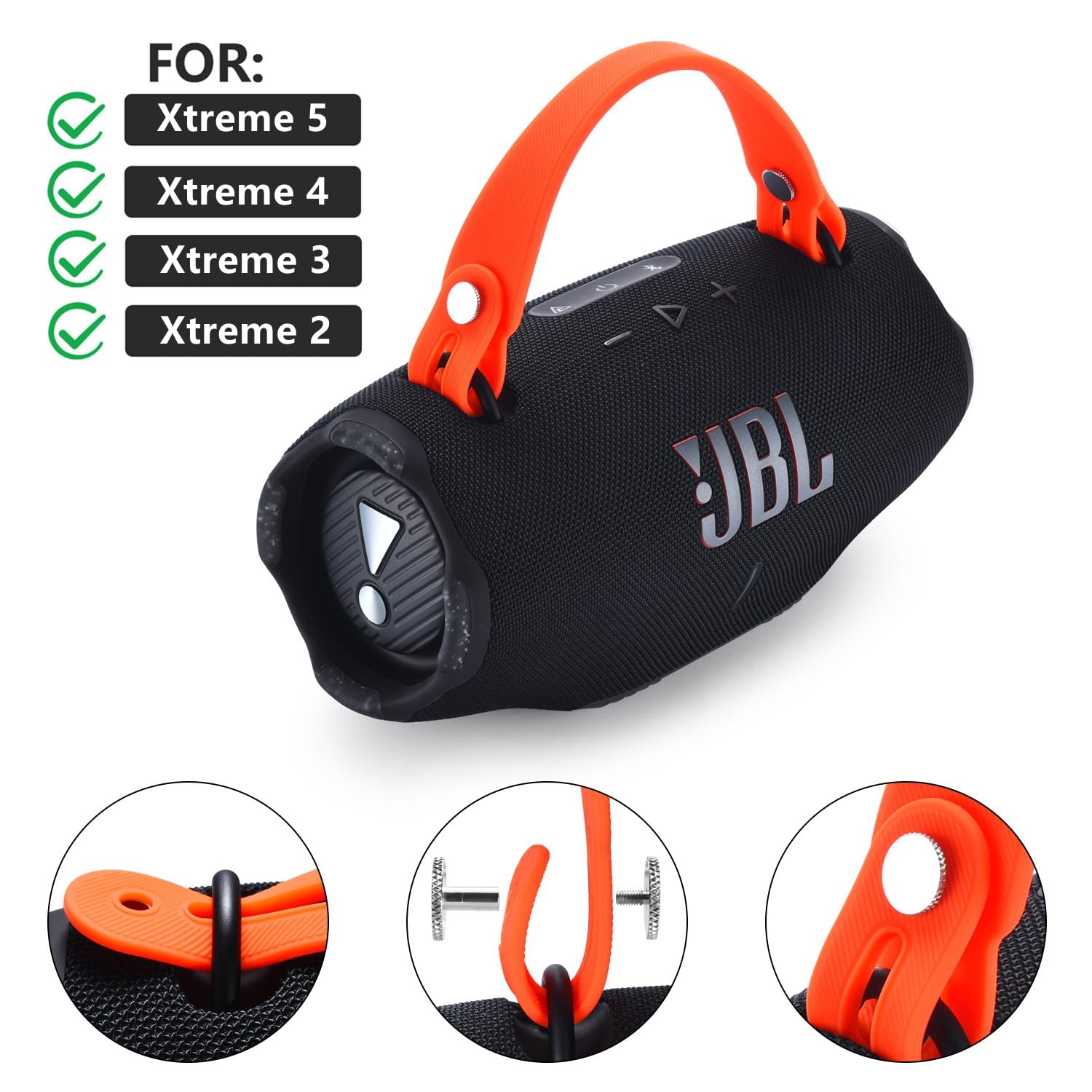 Pasek do Przenoszenia Carrying Strap do JBL Xtreme 5/Xtreme 4/Xtreme 3/Xtreme 2 Głośnik Bluetooth,do JBL Xtreme 5/4/3/2 Silikonowy Zdejmowany Pasek Akcesoria(Pomarańcza)
