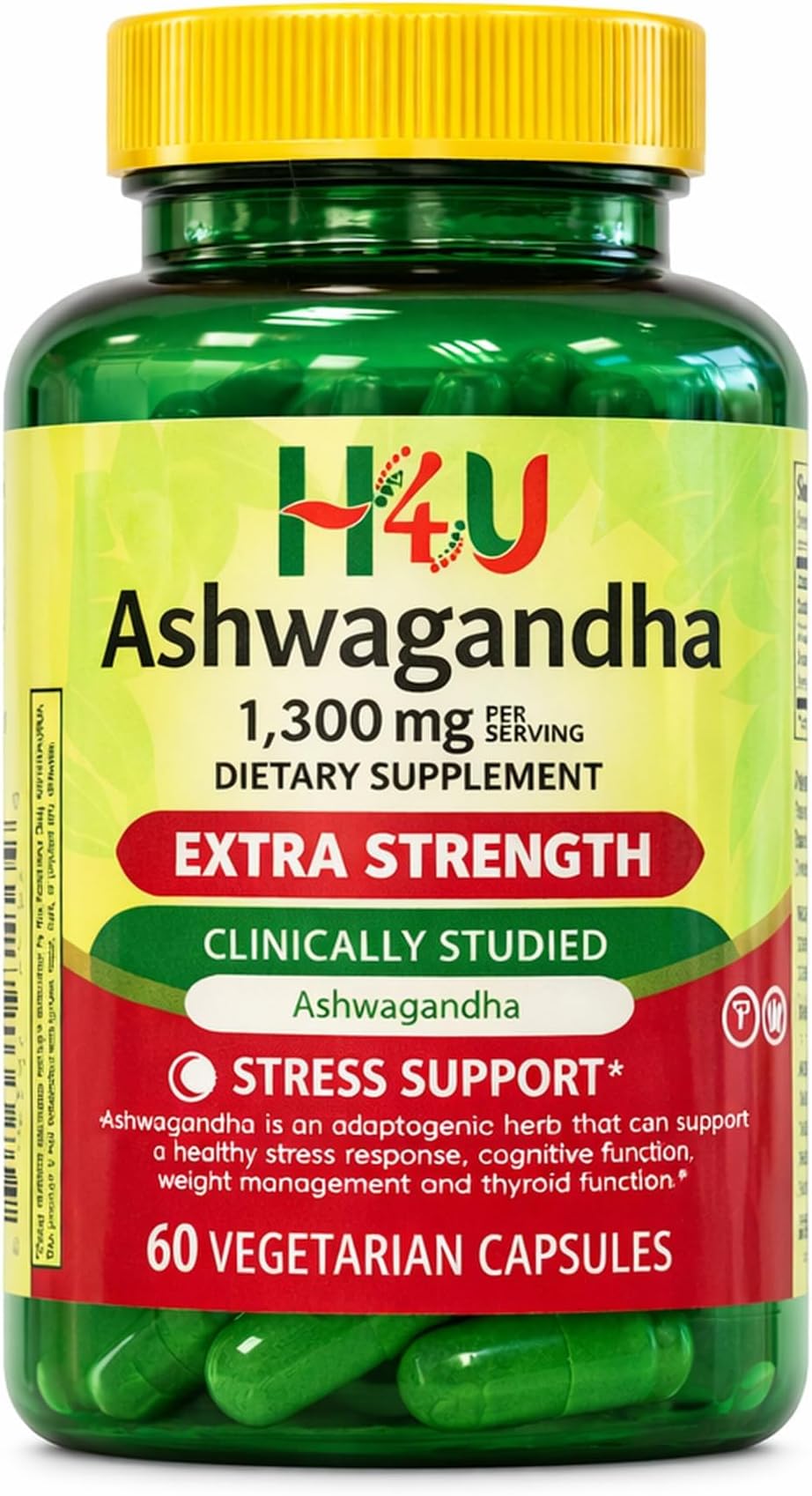 Ashwagandha Dietary Supplement, 1300 mg, 60 Vegetarian Capsules