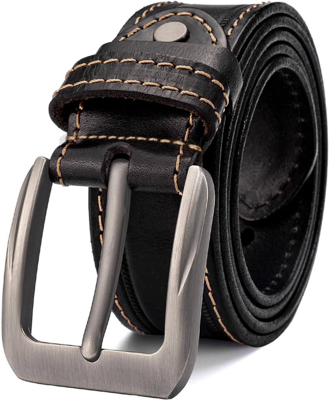 Mens Belts Full Grain Leather Real Italian Material Western Cowboy Belt 1.5 Wide Casual Jean Belt Gift Box Packaging