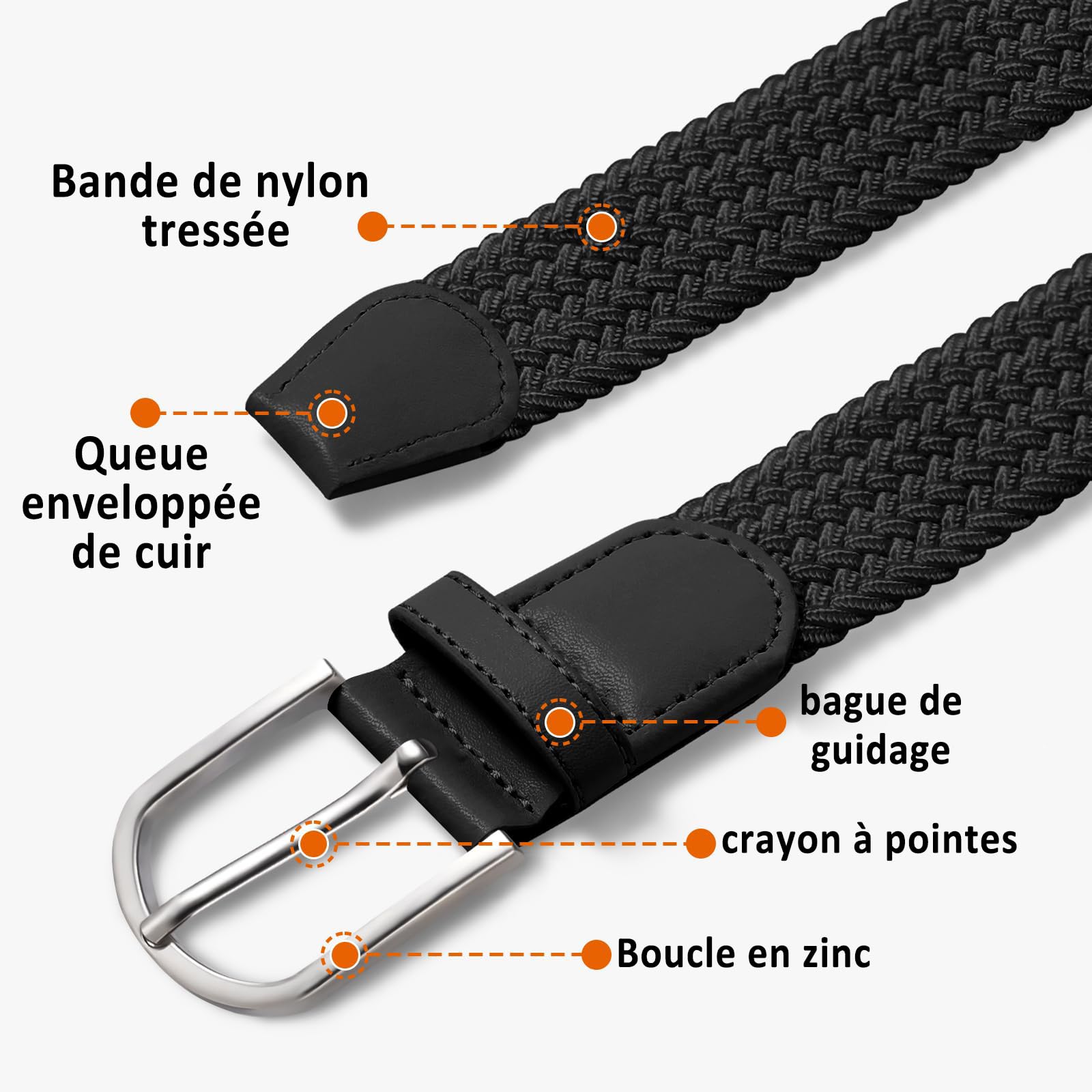 TANGCHAO Unisexe Tissu élastique Ceinture Élastique Tressée Stretch Belt Ceinture Étirable Pour les Hommes et les Femmes Plusieurs Couleurs