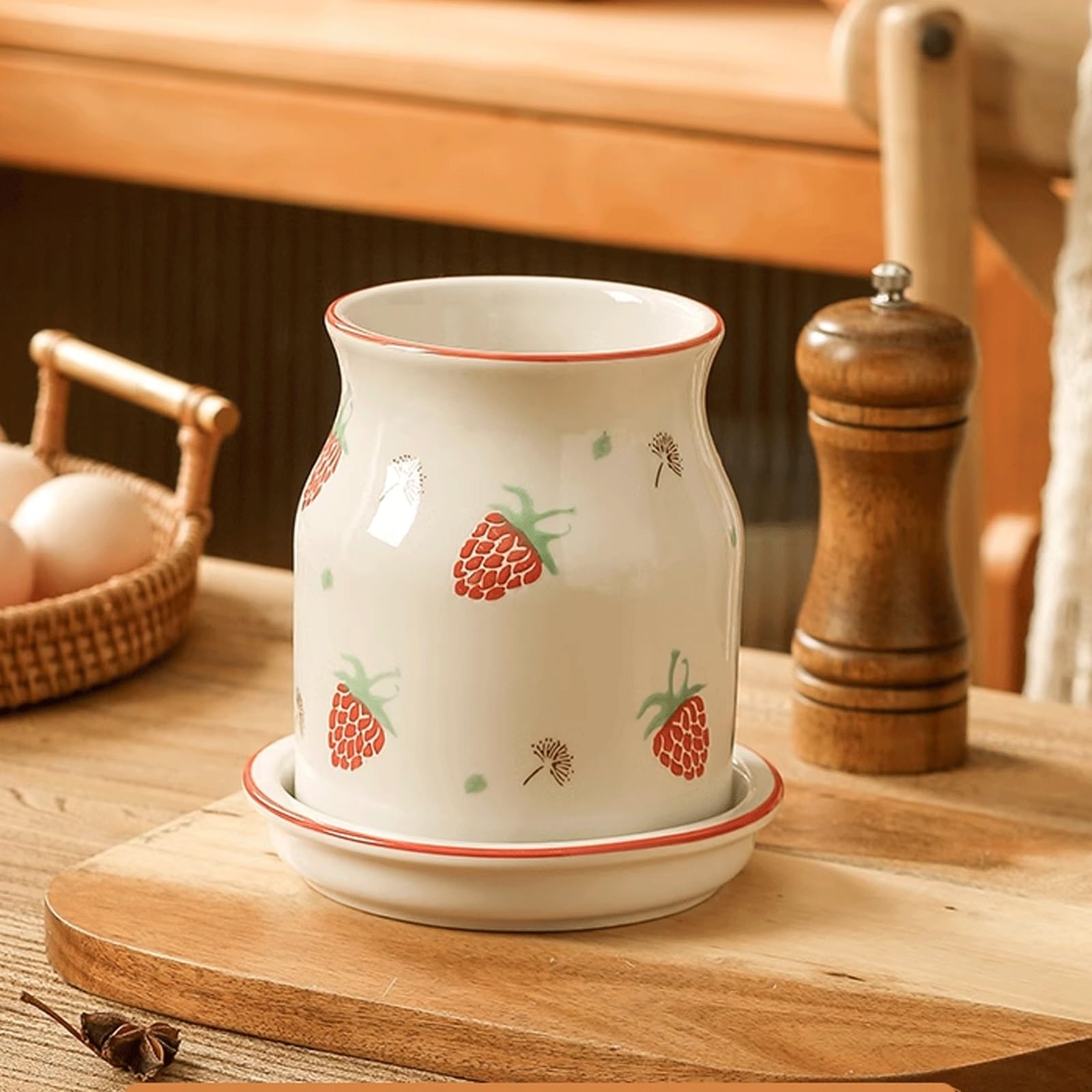 Eiauiuo 03 Utensils Pot Utensil Crocks Ceramic Utensil Holder Draining Base For Tea Spoon Storage Pot Tea Room And Multifunction Countertop Kitchen Use(03)