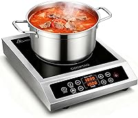 Cooktao 1800W Stainless Steel Induction Cooktop - Portable Single Burner Hot Plate with Precise Temp Control for Home & Commercial Use