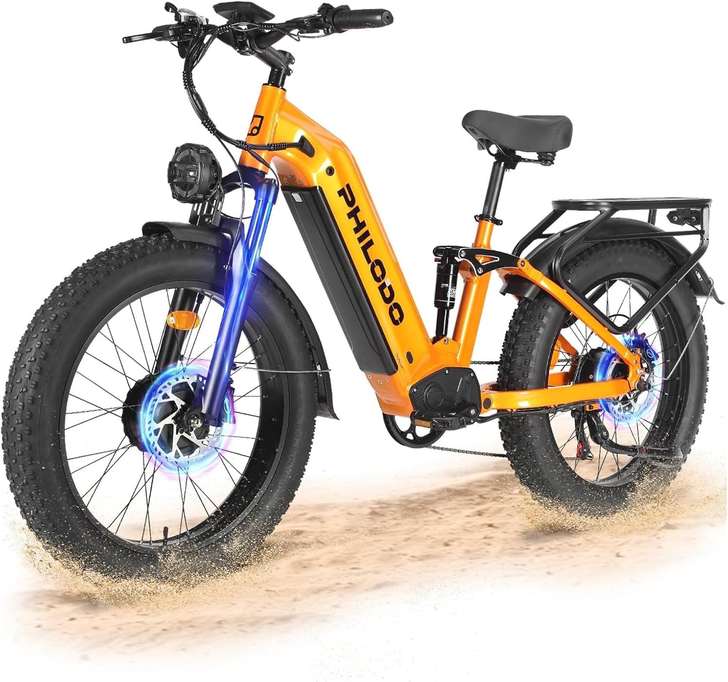 PHILODO Falcon 60V 32AH Off-Road Electric Bike - 5000W Dual Motor Hunting Ebike, Fat Tire Full Suspension Dirt Bike for Adults, Long Range Snow/Sand Electric Bicycle
