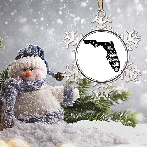 Miniatura 5 de Florida Christmas Ornaments for Tree American State USA States Metal Snowflake Xmas Ornaments Merry Christmas YAll Christmas Decorations to Friends