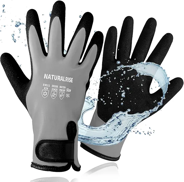 100% Waterproof Gloves for Men & Women,Winter Work Gloves for Cold Weather,Waterproof Work Gloves with Grip,Winter Freezer Gloves for Working,Gardening, Fishing, Construction Worker (Grey,Large)