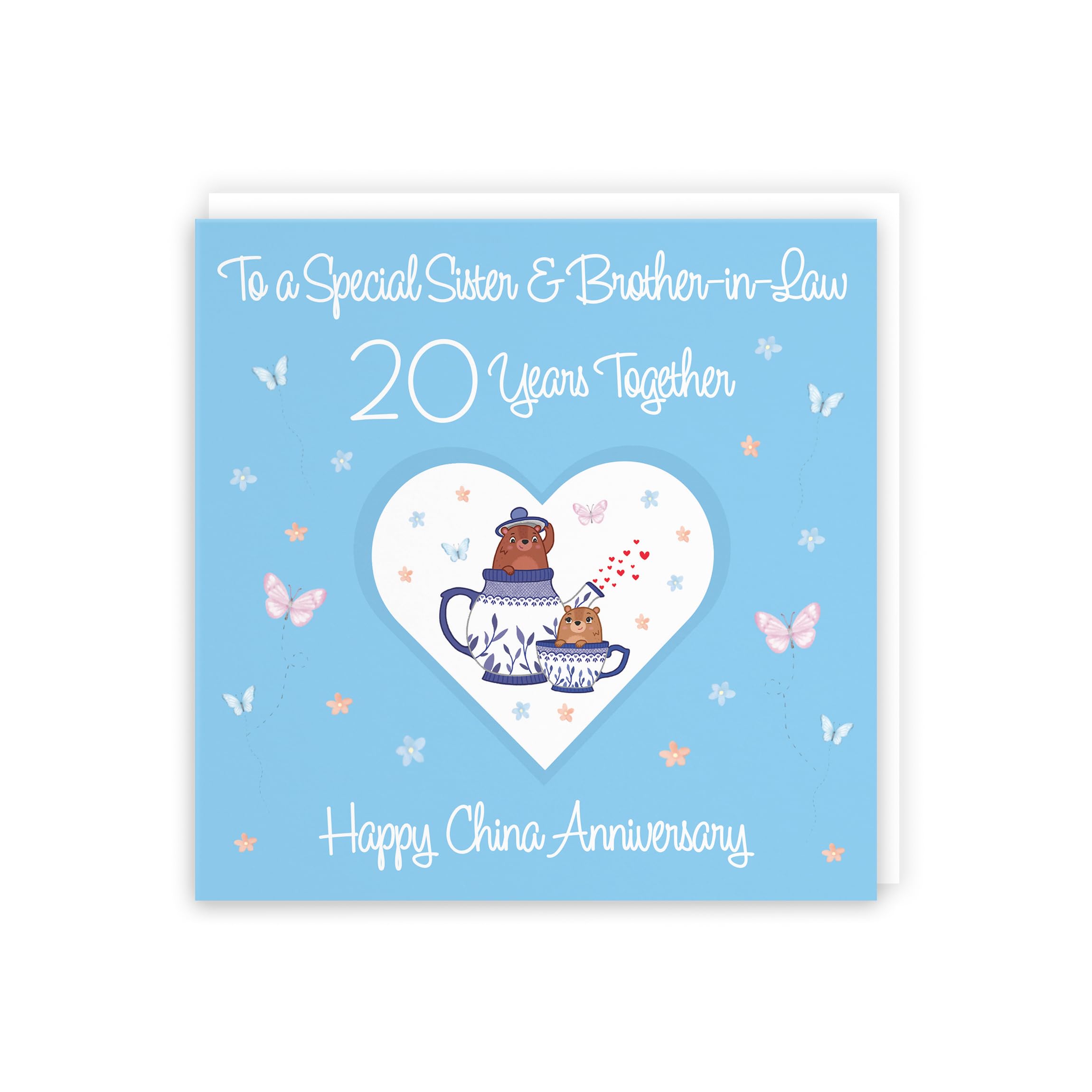 Hunts England, Sister & Brother-in-Law 20th Anniversary Card, 20 Years, China Anniversary, Romantic Meadows, Fun Card - Image 3