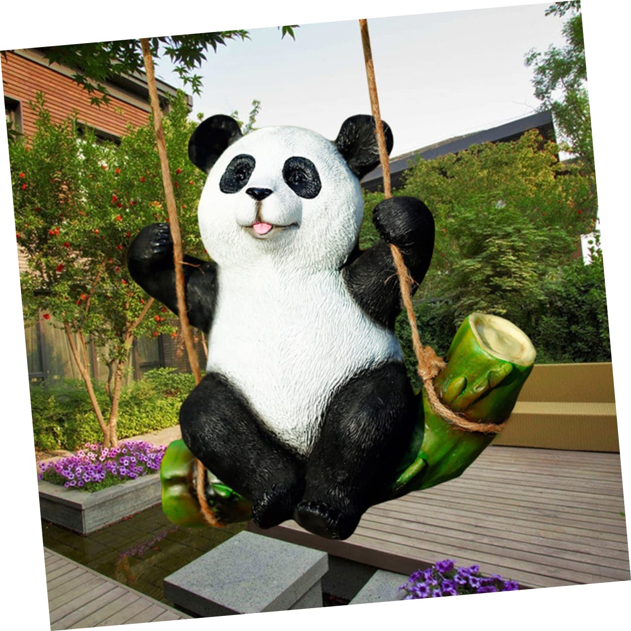 Toddmomy Estatua de Resina para Jardín Estatua de Animal Panda Columpio Decoración Resistente a La Intemperie para Patio