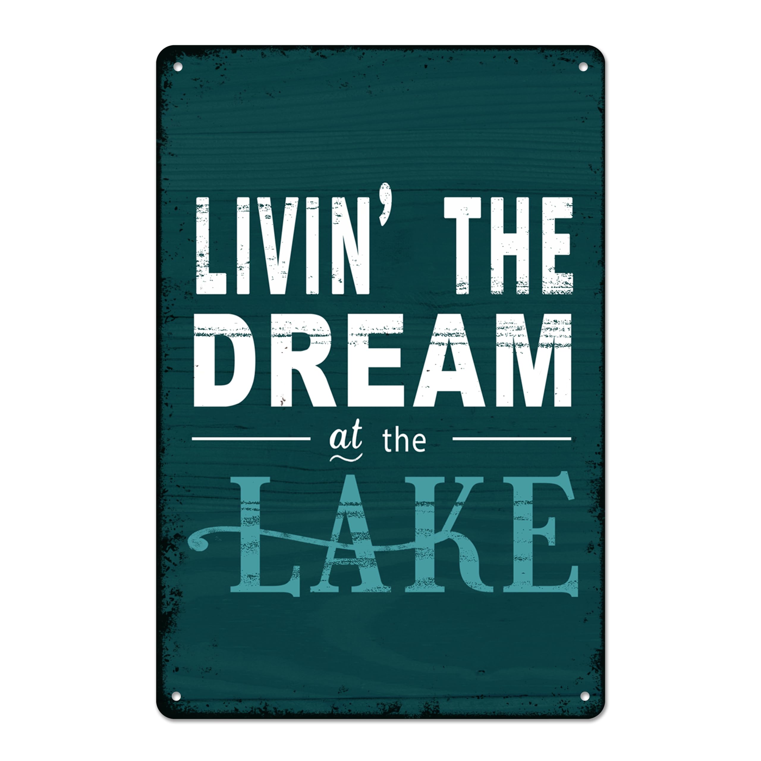 SMAZDFXX Lake House Decor Living The Dream Vintage Metal Tin Sign For Lake Life Cabin Wall Art 5.5"x8"