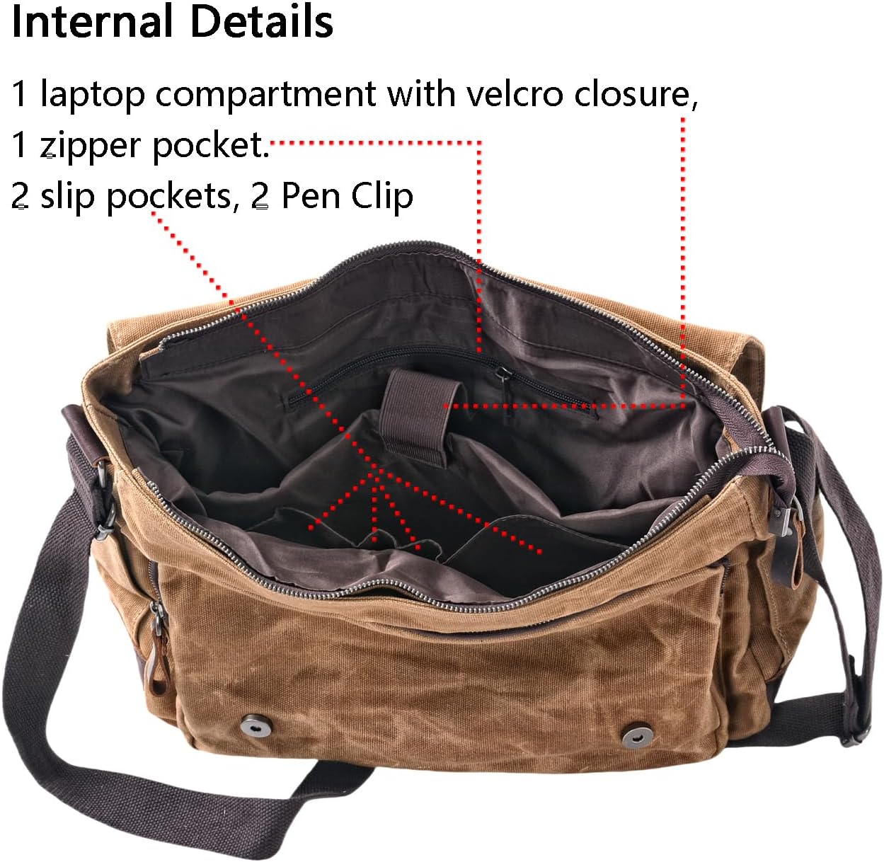 [Upgraded] Vintage Messenger Bag, 15.6 Inch Laptop Crossbody Shoulder Bags, Heavy Water-resistant Canvas Satchel for Men