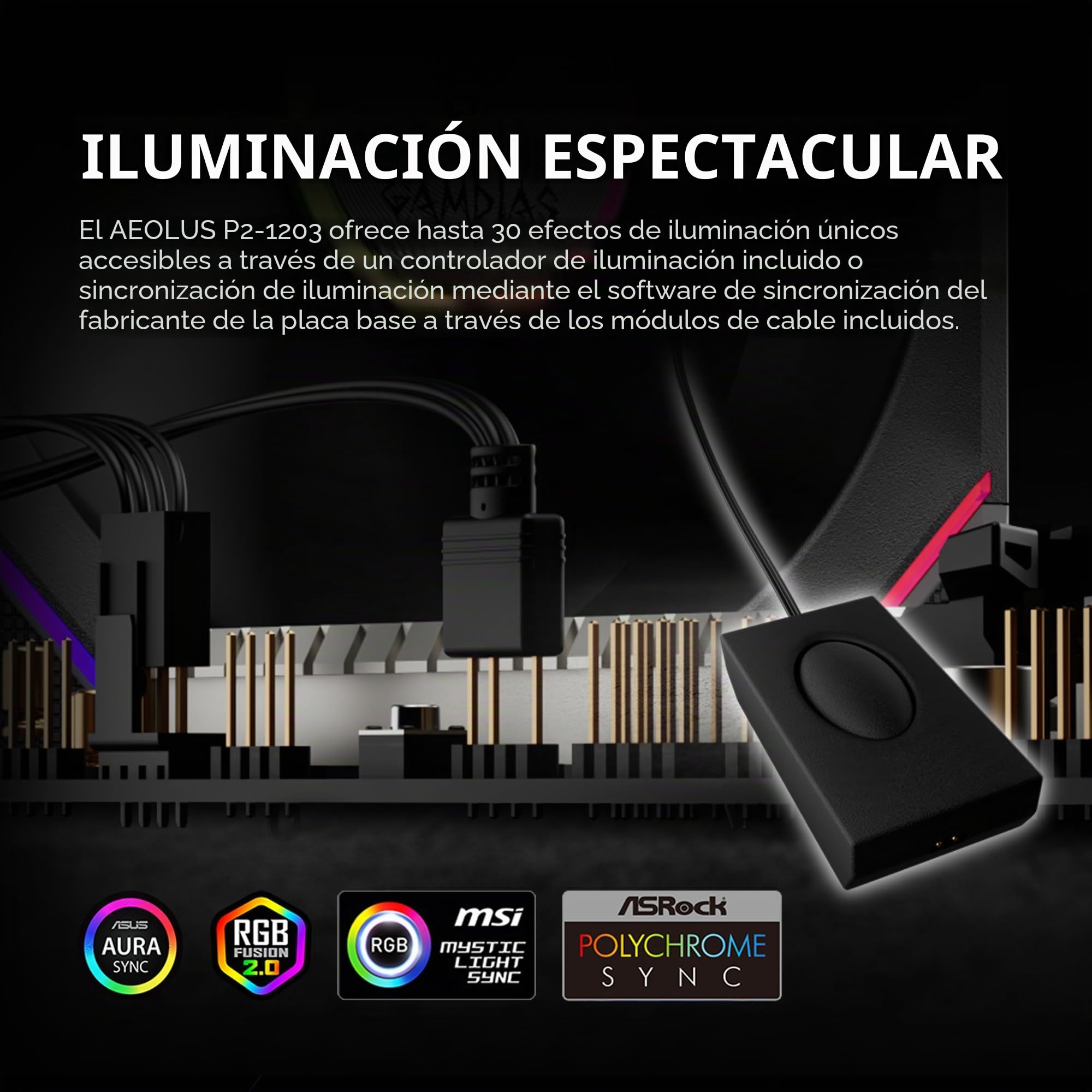 GAMDIAS Ventiladores ARGB de carcasa de PC de 120 mm, ventilador de caja de computadora, conexión de cadena margarita sin cable, iluminación de espejo infinito doble, hoja de ventilador intercambiable