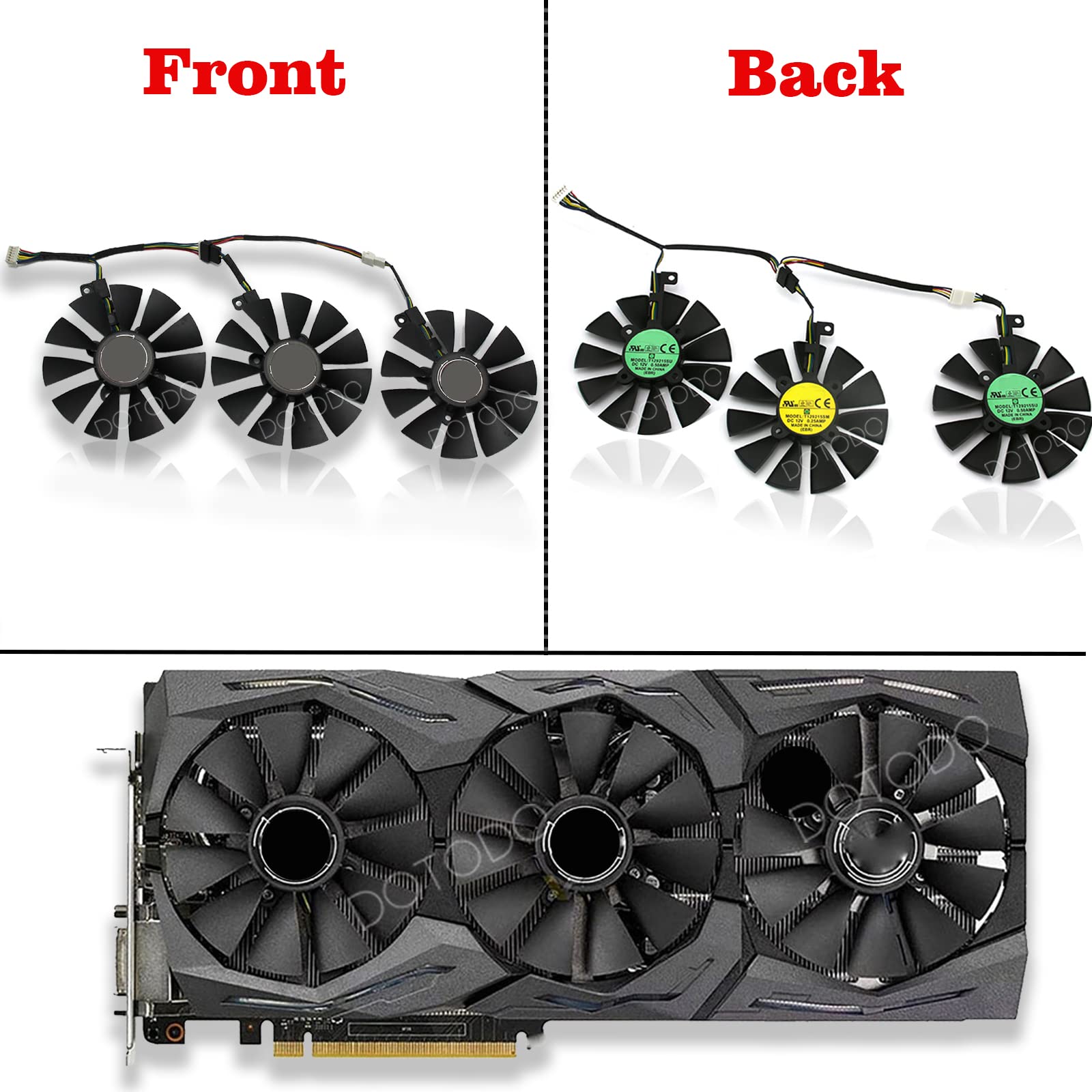 87 mm FDC10U12S9-C FDC10H12S9-C T129215SU Ventilateur pour carte graphique ASUS GTX 980 Ti R9 390X 390 GTX 1060 1070 1080 Ti RX 480 RX480