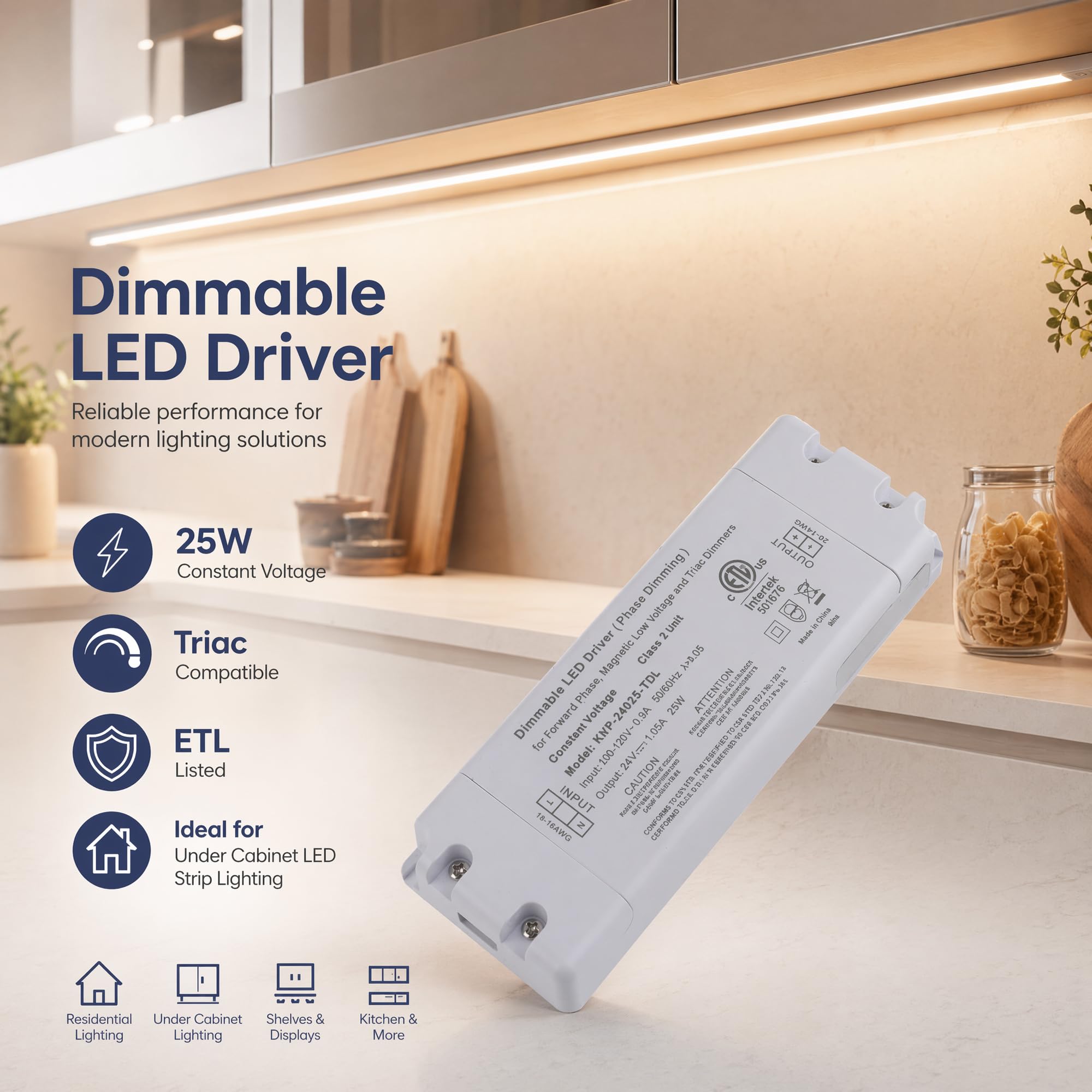60W Dimmba LED Trafo 24V LED Treiber, 100V-130V auf 12V 5A | Phasendimmung, stufenlos und flimmerfrei, Kurzschlussschutz Überlastschutz, zuverlässige Leistung