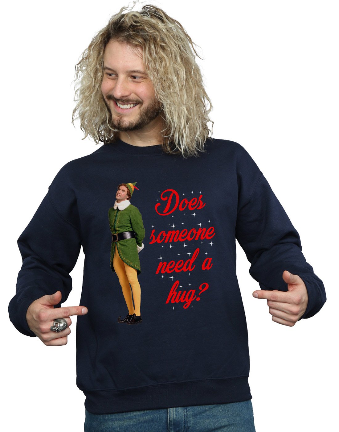 Elf Men's Hug Buddy Sweatshirt X-Large Navy Blue
