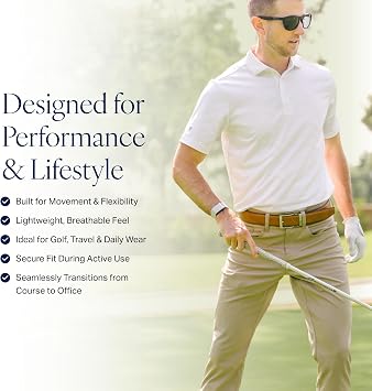 Nexbelt Men's Vegan Leather Ratchet Belt Adjustable No-Hole Belt for Golf, Casual, and Dress Cut-to-Size, 1 3/8 Wide