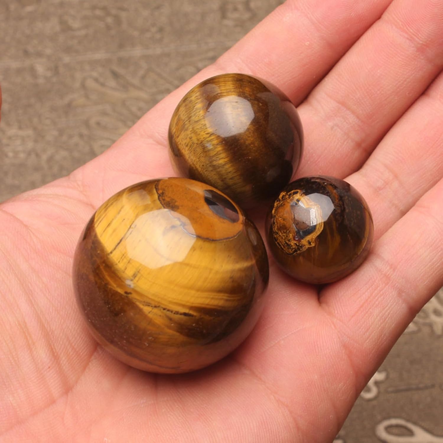 Home Decor Collectible Tiger's Eye Gemstone Sphere with Stand, Crystals Ball Divination Sphere for Feng Shui, 6cm/2.36in