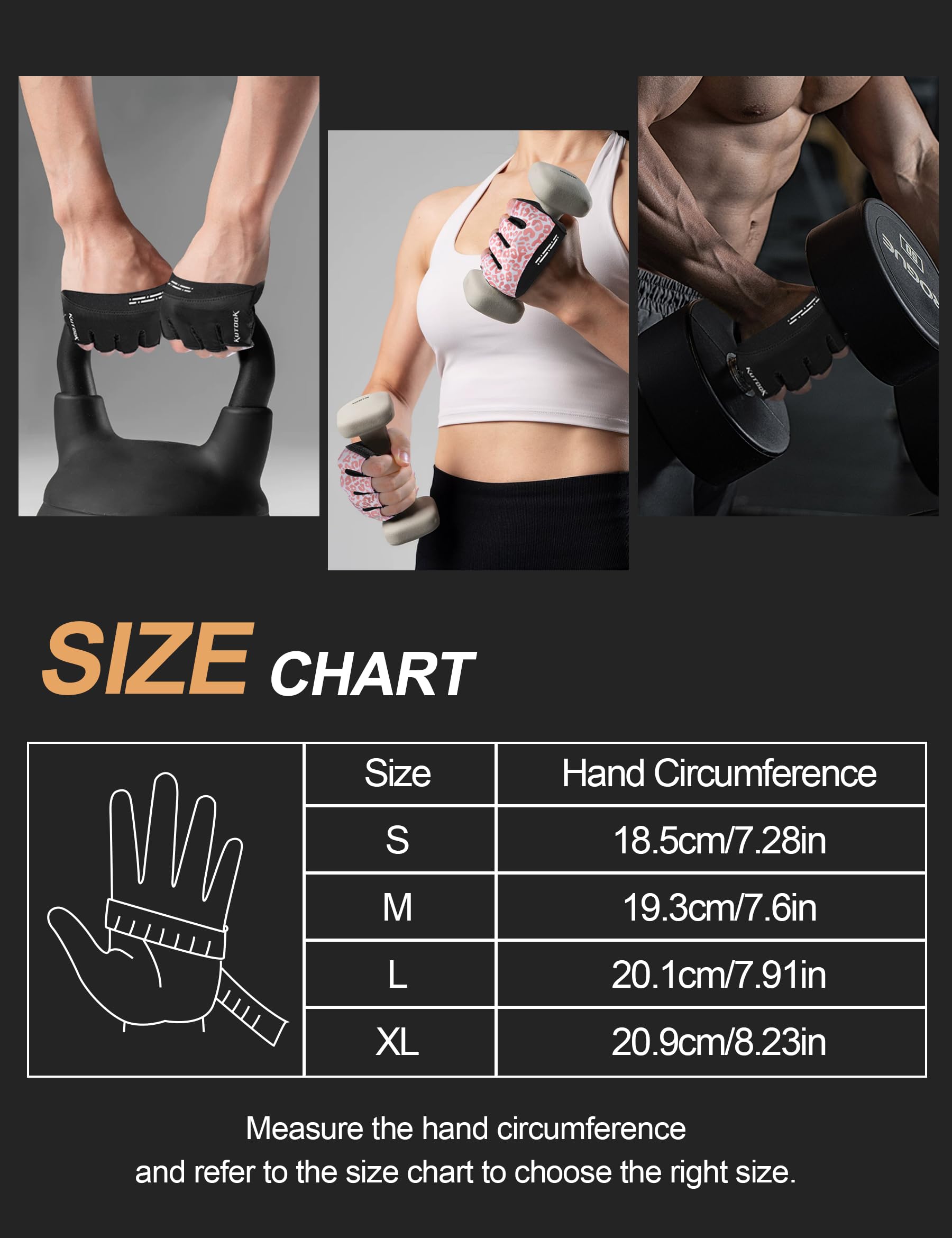 KUTOOK Guanti Palestra Uomo e Donna Guanti Fitness Allenamento Antiscivolo Traspiranti Aderenza per Bodybuilding Sollevamento Pesi FC160